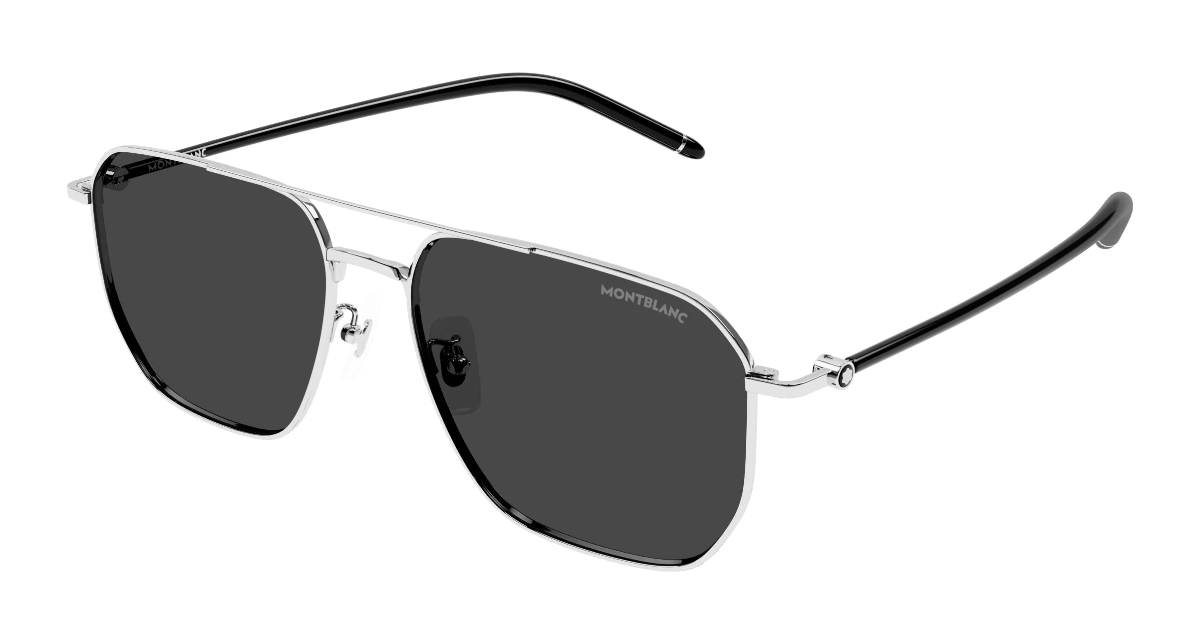 Montblanc MB0367SA 002 Occhiali da sole Metallo Argento Grigio Pilot - immagine 1