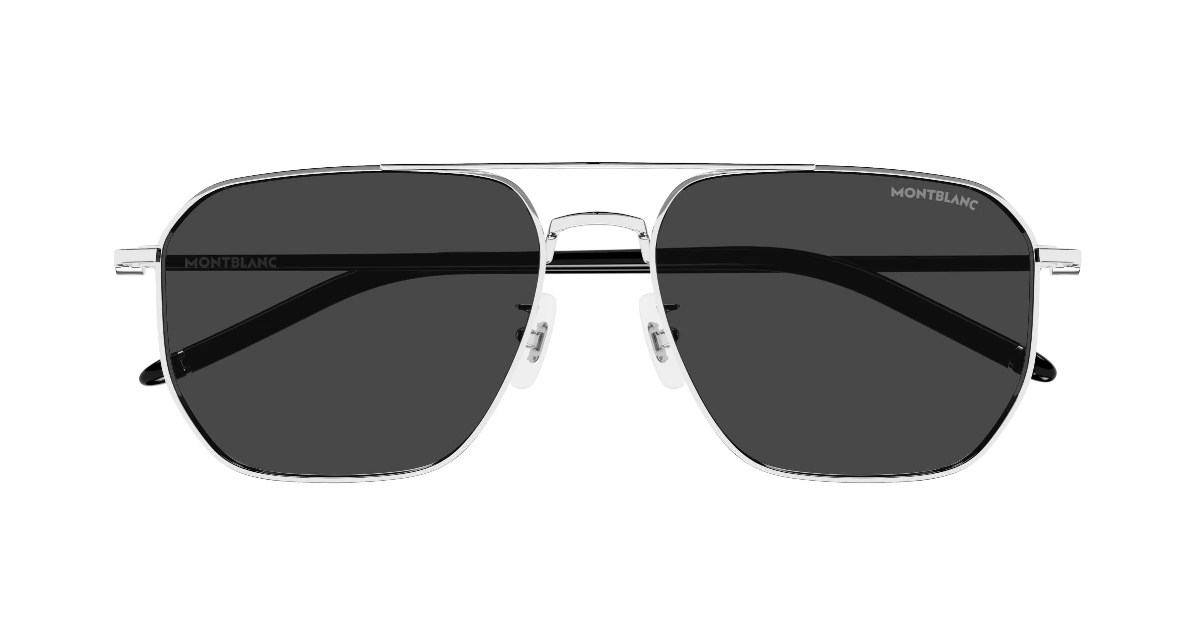 Montblanc MB0367SA 002 Occhiali da sole Metallo Argento Grigio Pilot - immagine 2