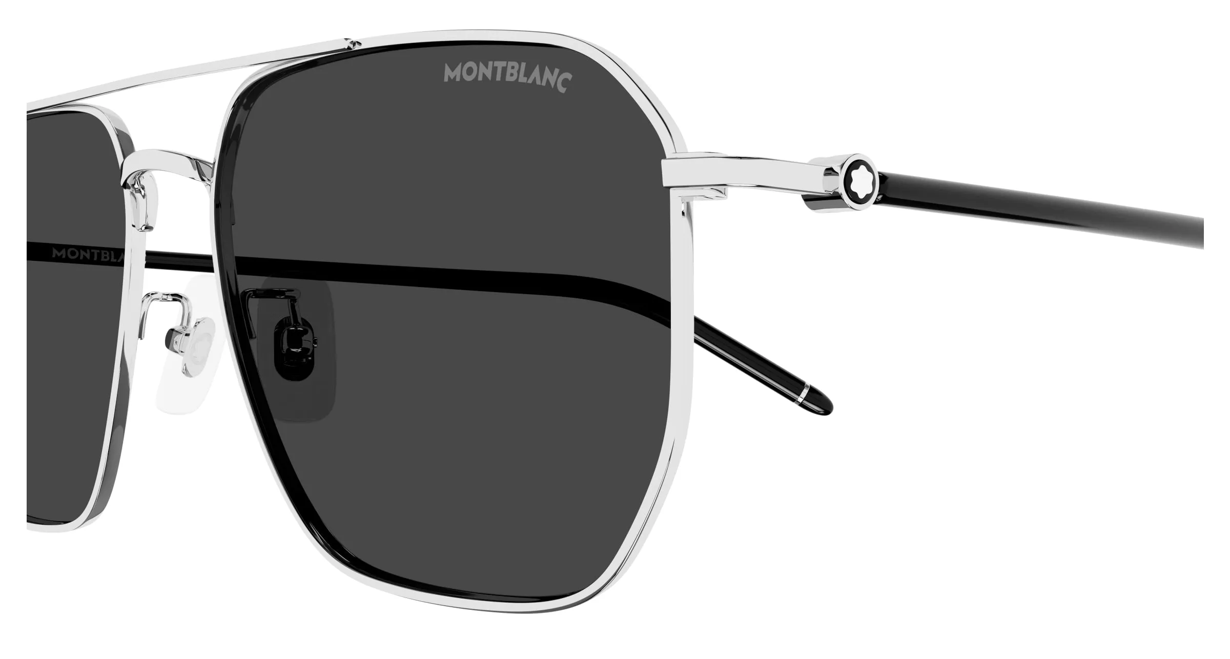 Montblanc MB0367SA 002 Occhiali da sole Metallo Argento Grigio Pilot - immagine 3