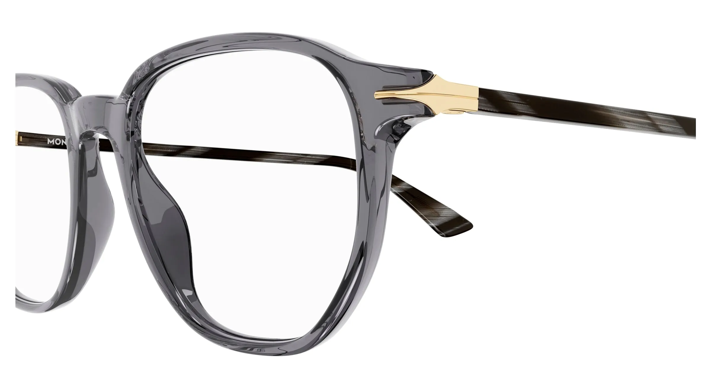 Montblanc MB0366O 004 Montature da vista Acetato Grigio Trasparente Squadrata - immagine 3