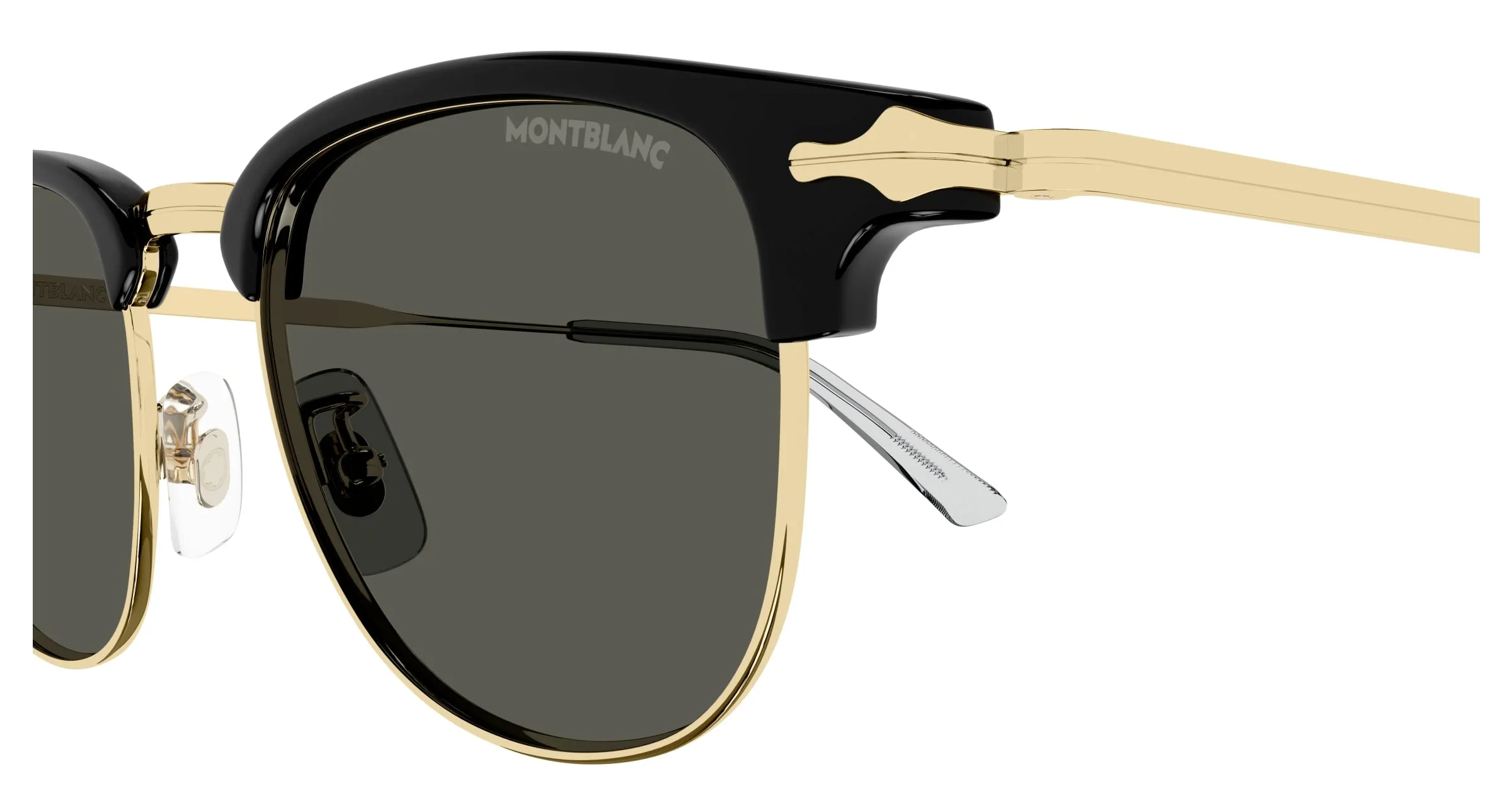 Montblanc MB0364S 001 Occhiali da sole Metallo Nero Grigio Squadrata - immagine 3