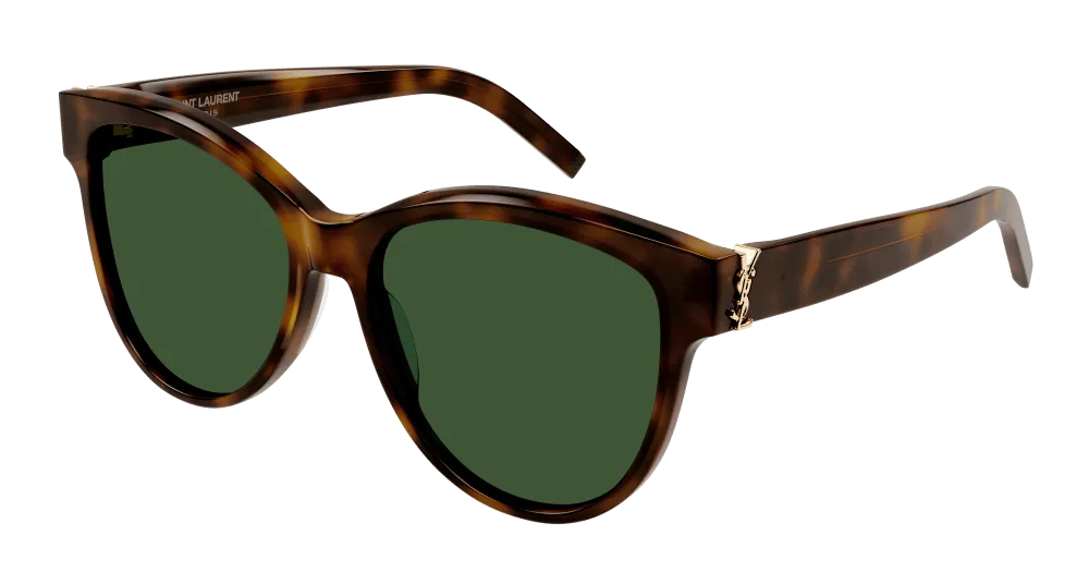 SAINT LAURENT Donna SL M107 003 Occhiali da sole Acetato Havana Verde Cat Eye Normale - immagine 1