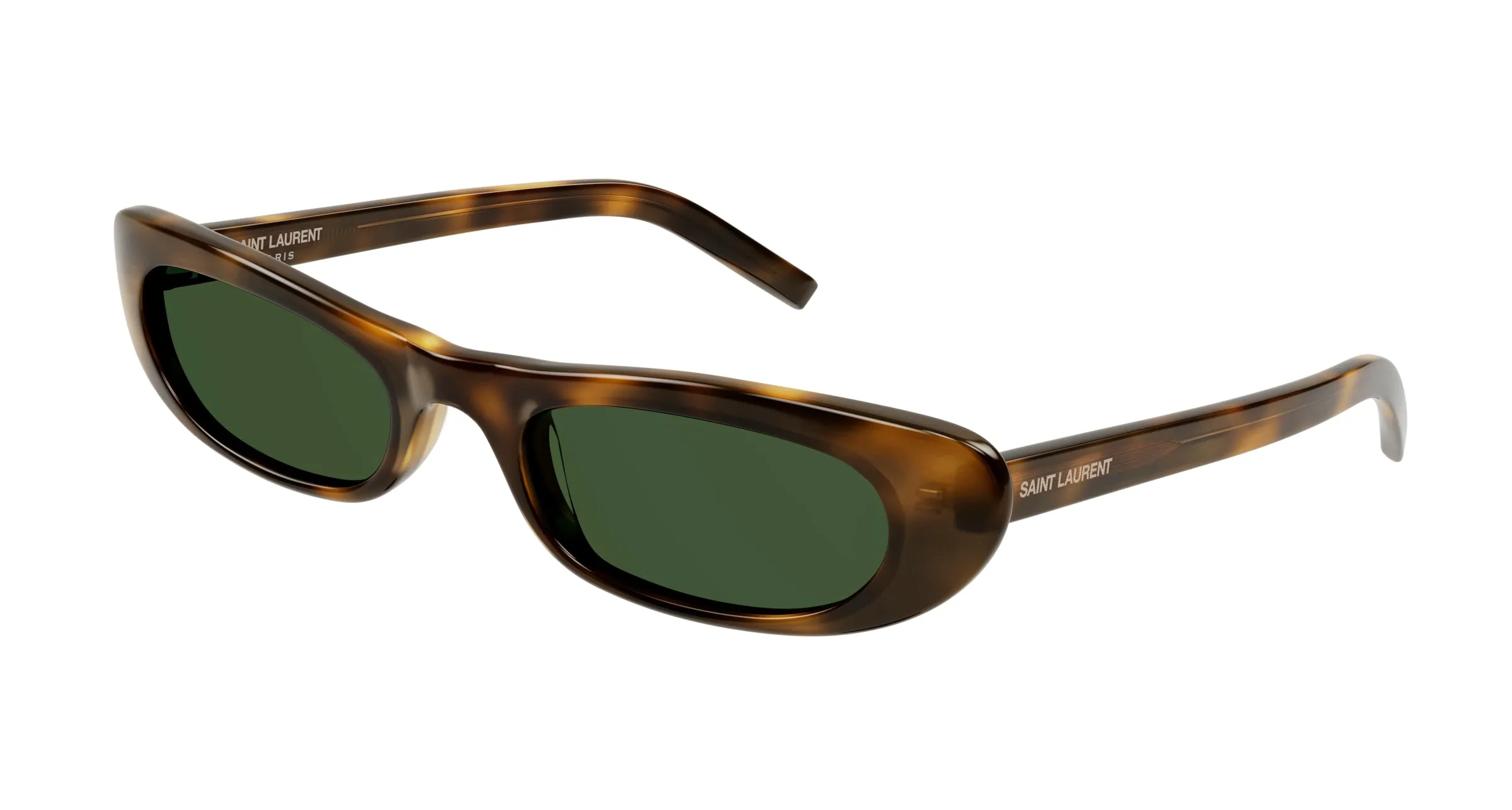 SAINT LAURENT SL 557 SHADE 002 Occhiali da sole Acetato Havana Verde Rotonda Normale - immagine 1