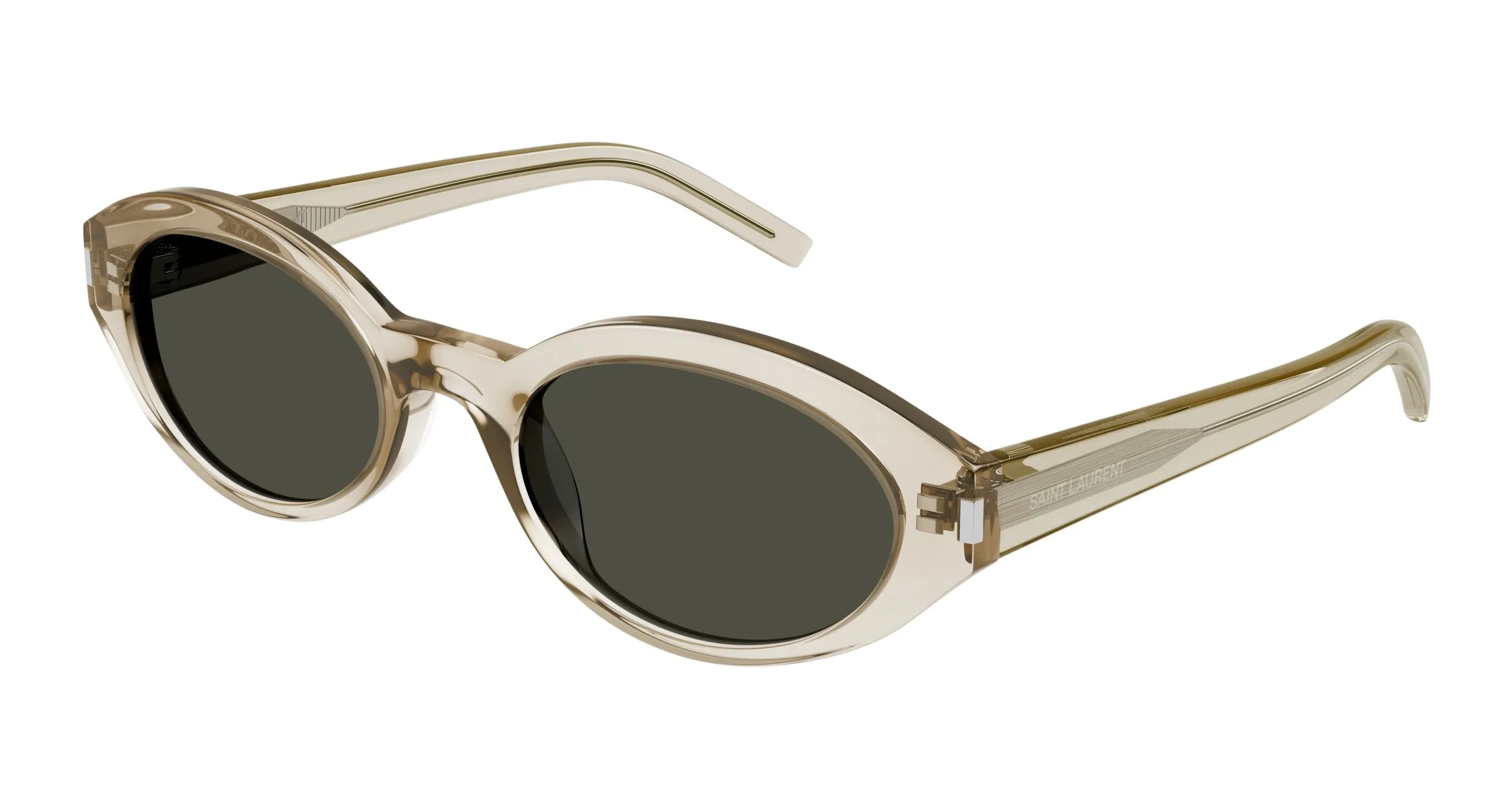 SAINT LAURENT SL 567 003 Occhiali da sole Acetato Beige Grigio Rotonda Normale - immagine 1