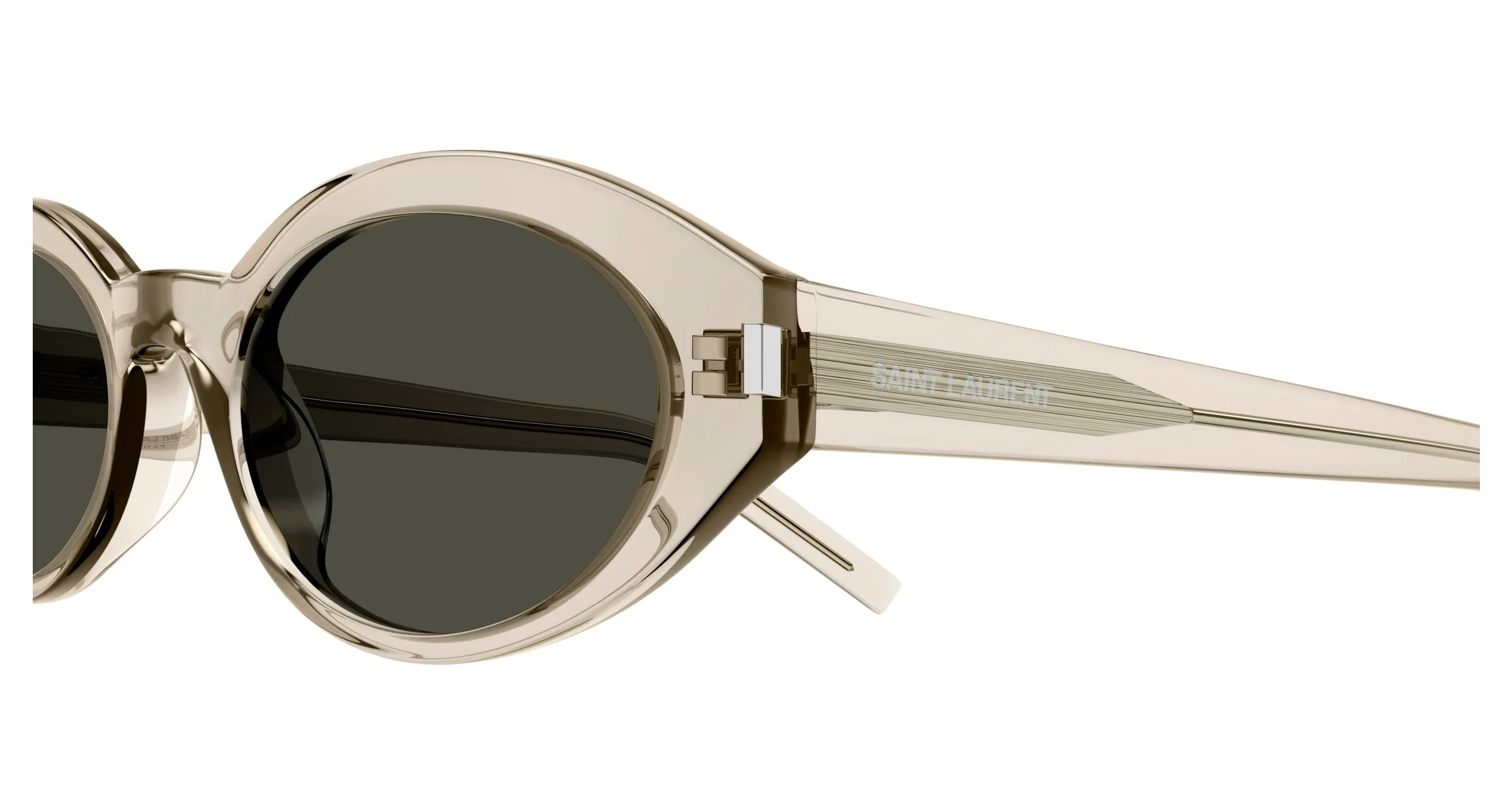SAINT LAURENT SL 567 003 Occhiali da sole Acetato Beige Grigio Rotonda Normale - immagine 3