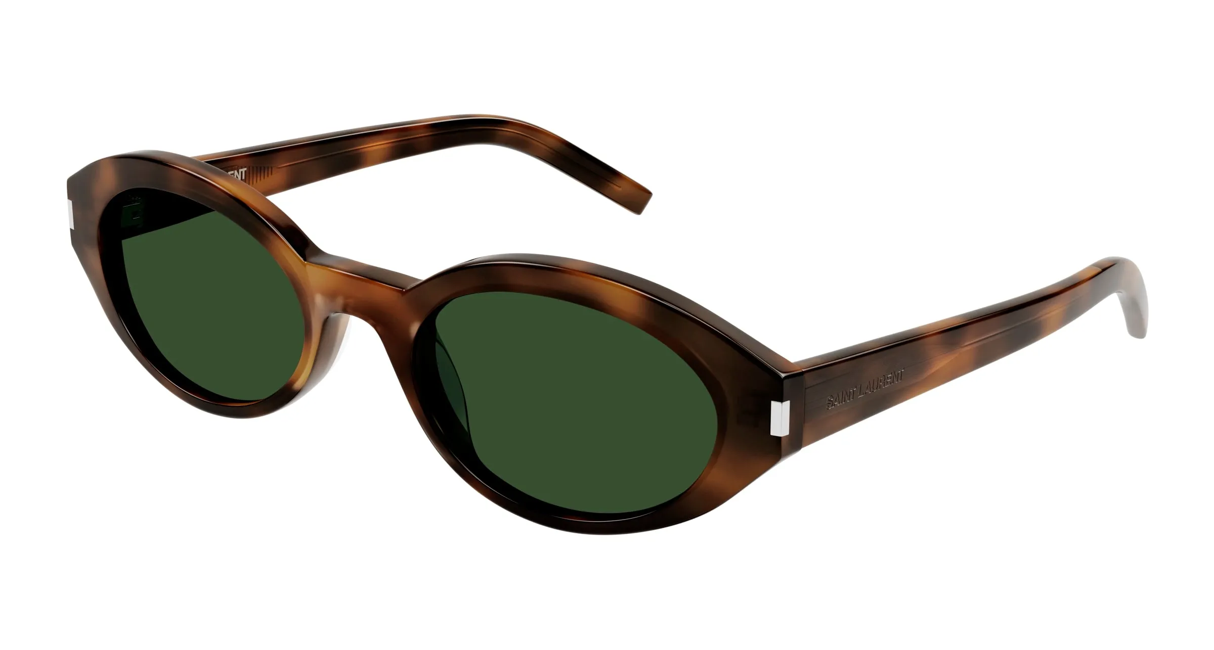 SAINT LAURENT SL 567 002 Occhiali da sole Acetato Havana Verde Rotonda Normale - immagine 1