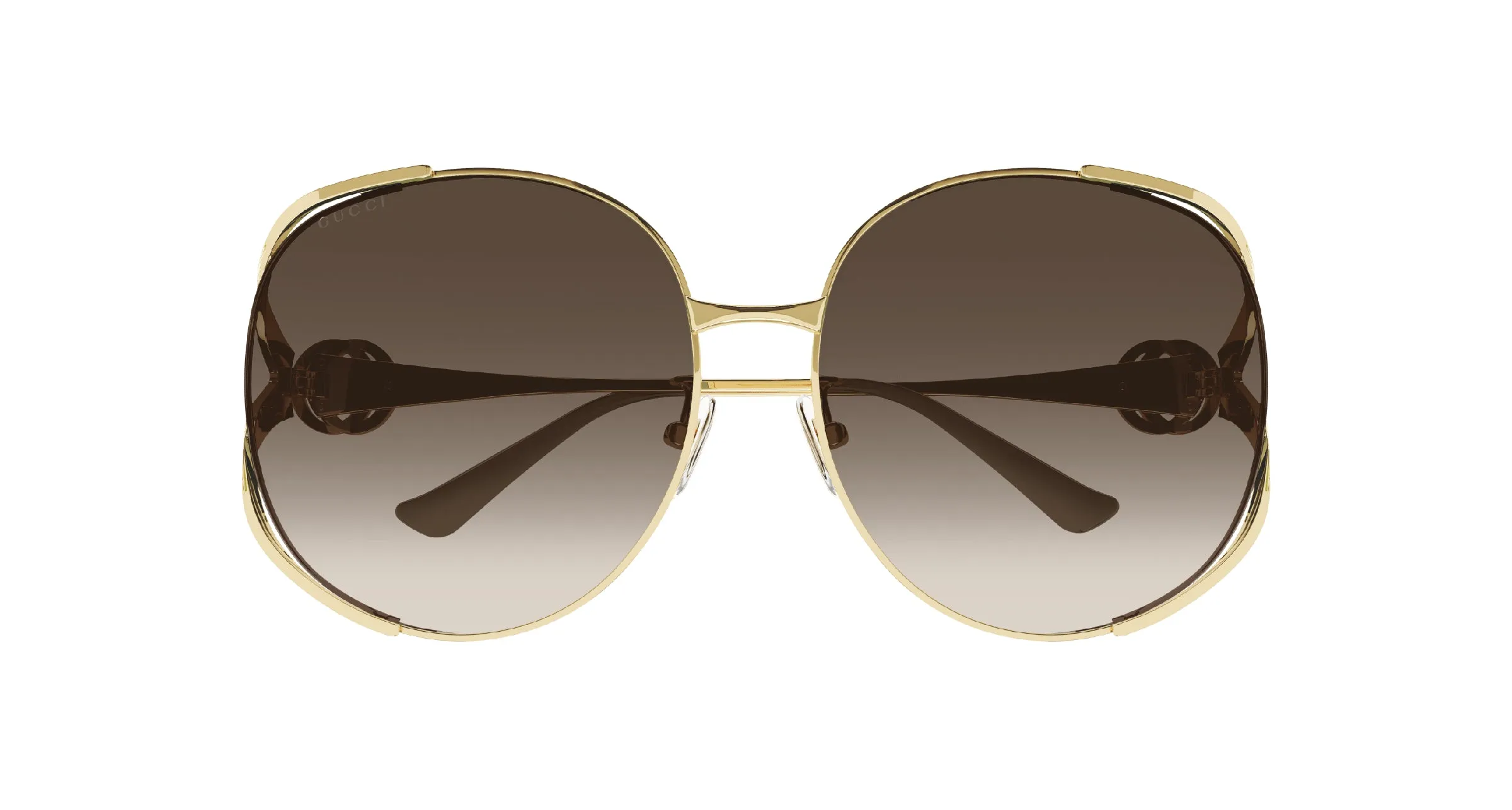 Gucci GG0225S 007 Occhiali da sole Metallo Oro Marrone Oversize Normale Sfumato - immagine 2