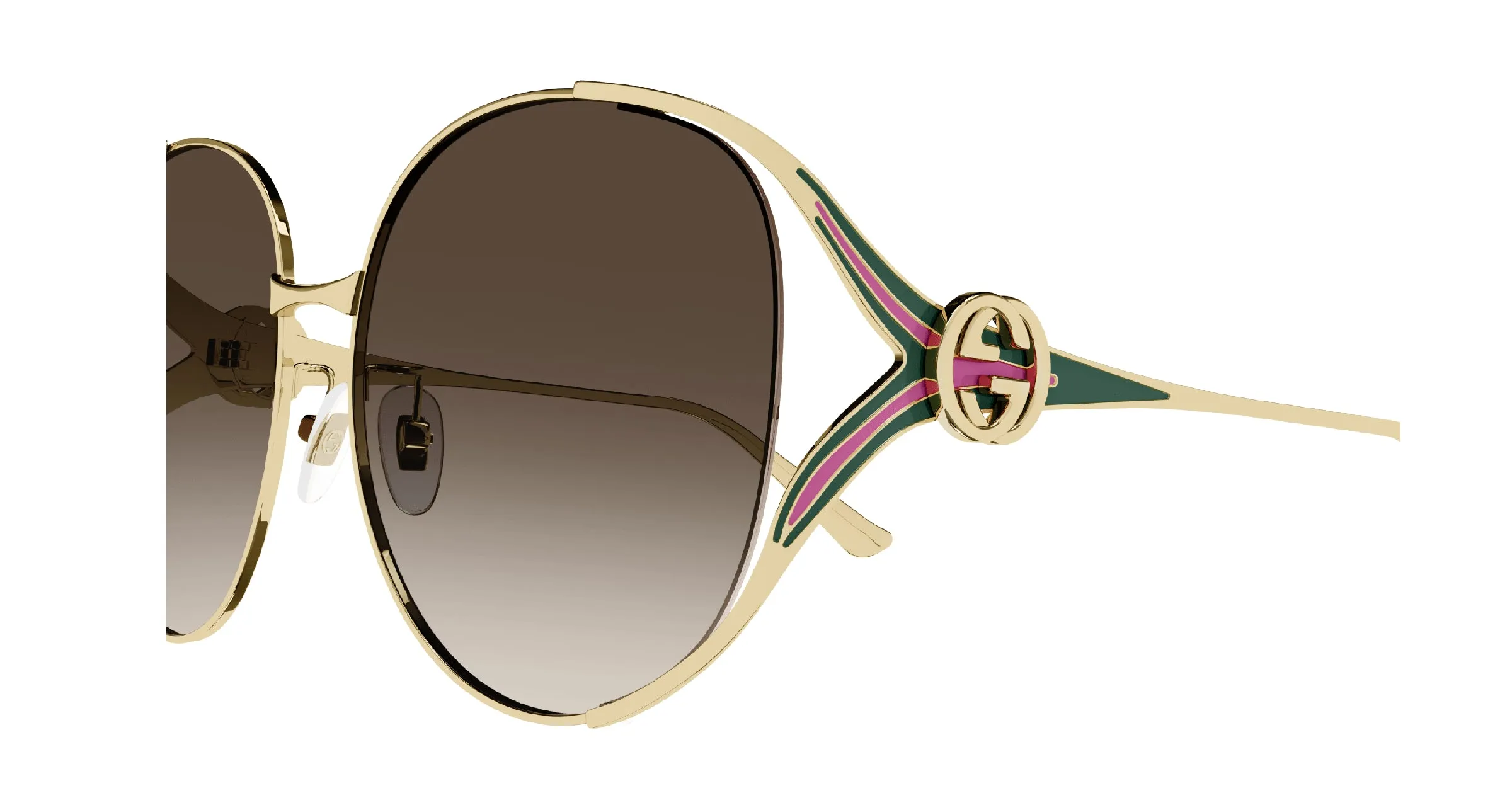 Gucci GG0225S 007 Occhiali da sole Metallo Oro Marrone Oversize Normale Sfumato - immagine 4