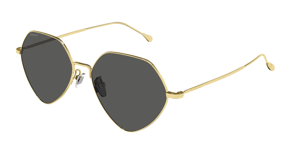 Gucci Donna GG1182S 001 Occhiali da sole Metallo Oro Grigio Geometrica Normale - immagine 1