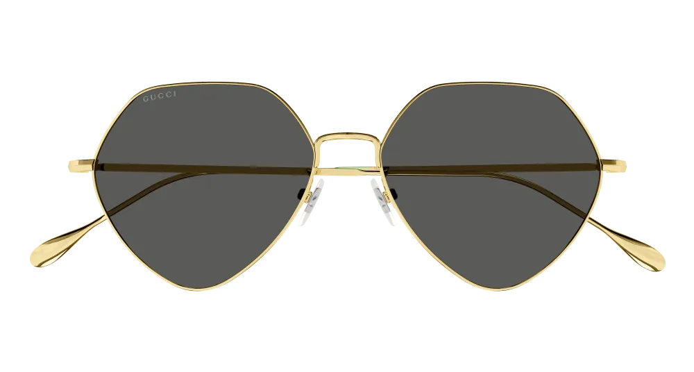 Gucci Donna GG1182S 001 Occhiali da sole Metallo Oro Grigio Geometrica Normale - immagine 2