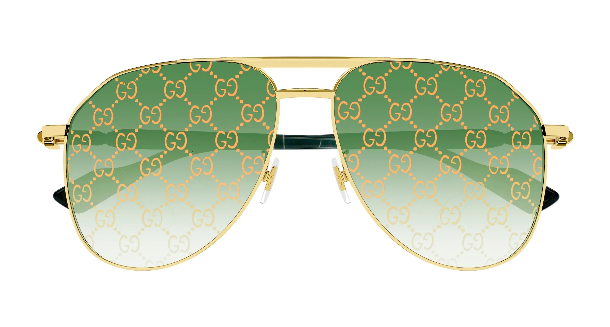 Gucci GG1220S 004 Occhiali da sole Metallo Oro Verde Pilot Decorazione Specchiato - immagine 3
