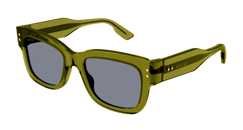 Gucci Uomo GG1217S 004 Occhiali da sole Acetato Verde Grigio Squadrata Normale - immagine 1