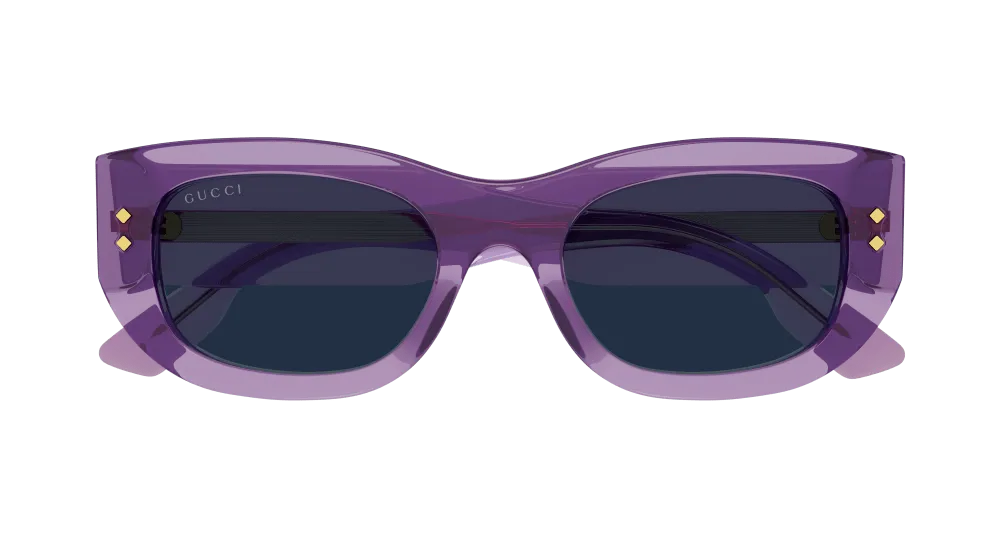 Gucci Donna GG1215S 003 Occhiali da sole Acetato Viola Blu Squadrata Normale - immagine 2
