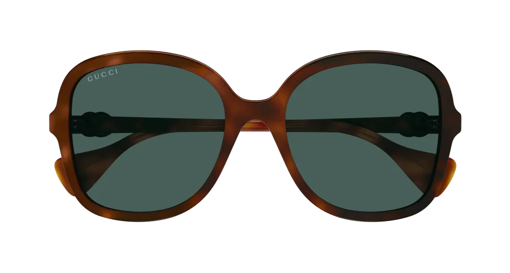 Gucci Donna GG1178S 003 Occhiali da sole Acetato Havana Verde Squadrata Normale - immagine 2