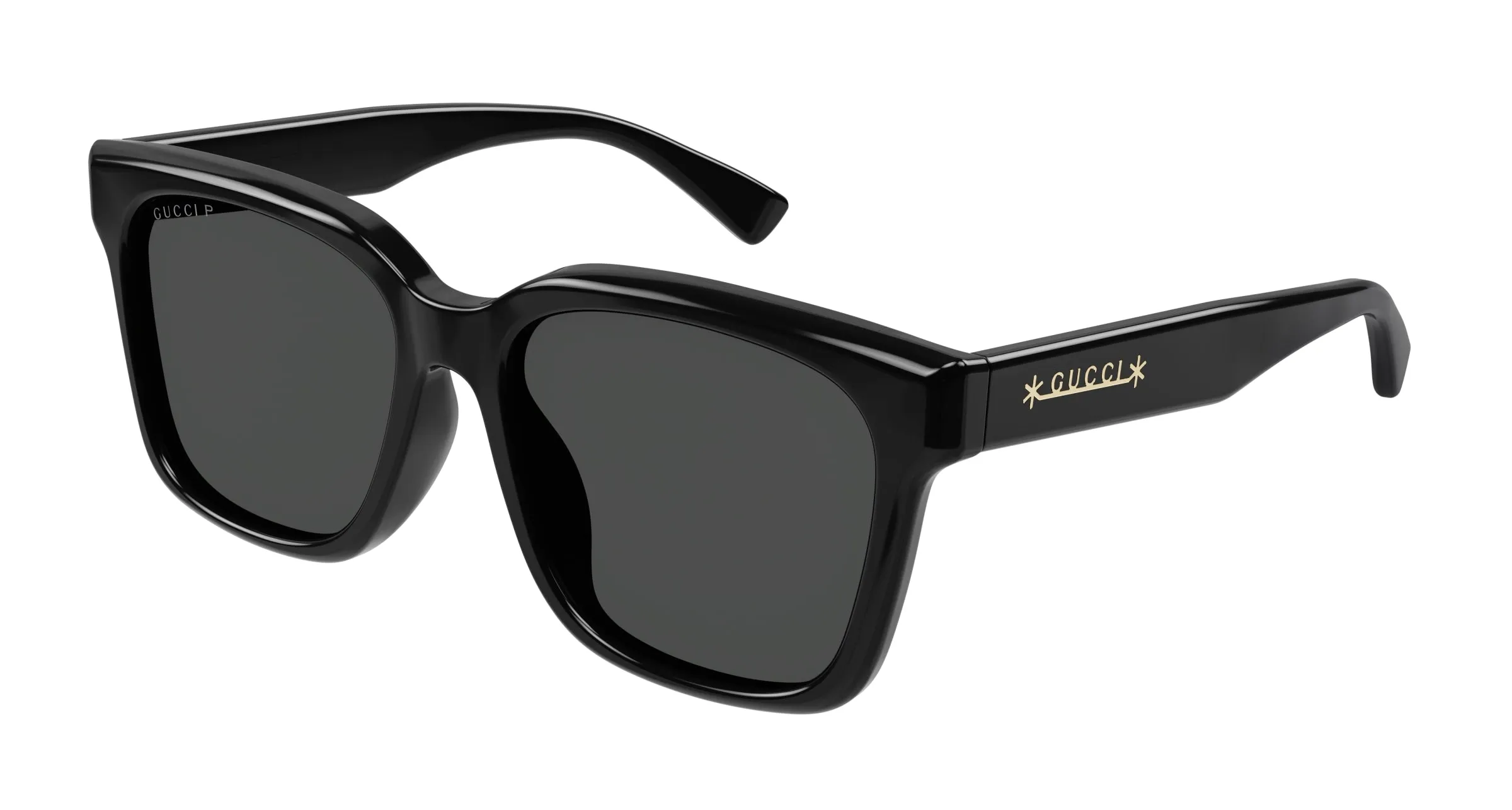 Gucci GG1175SK 001 Occhiali da sole Acetato Nero Grigio Squadrata Polarizzata - immagine 1