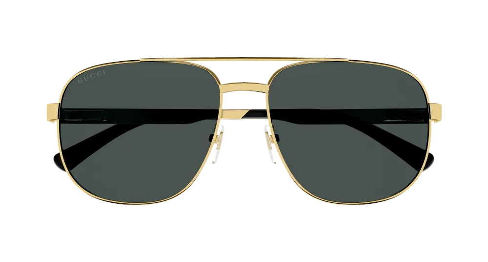 Gucci GG1223S 002 Occhiali da sole Metallo Oro Grigio Squadrata Normale - immagine 2