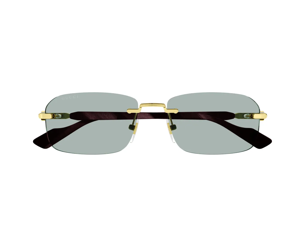 Gucci GG1221S 003 Occhiali da sole Metallo Oro Verde Squadrata Normale - immagine 2