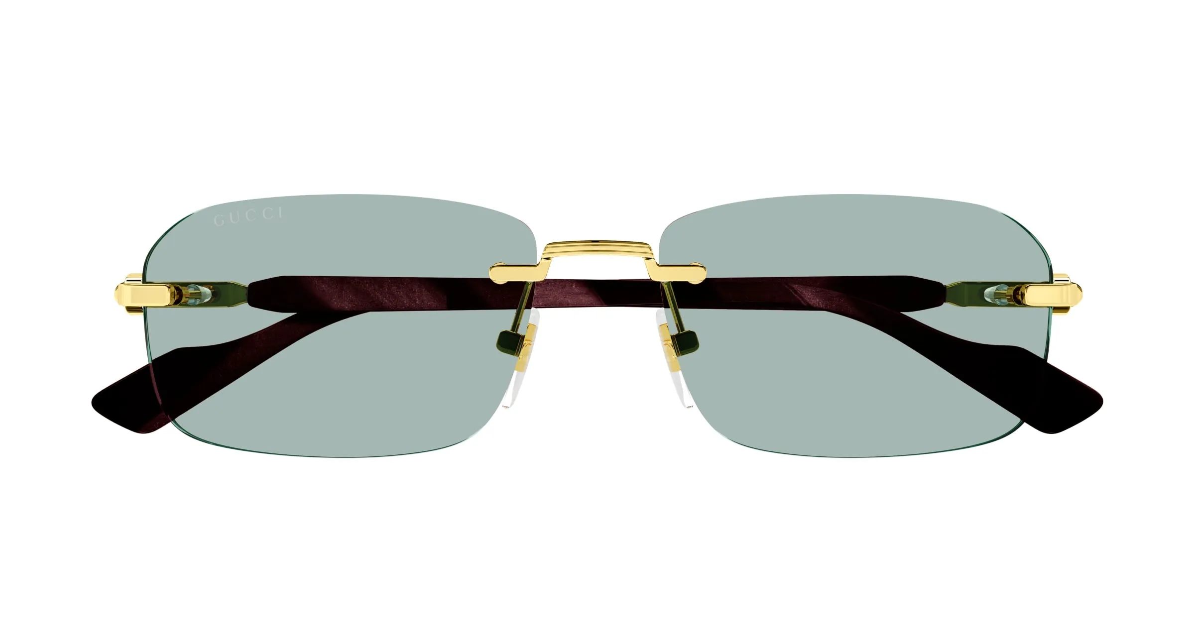 Gucci GG1221S 003 Occhiali da sole Metallo Oro Verde Squadrata Normale - immagine 3