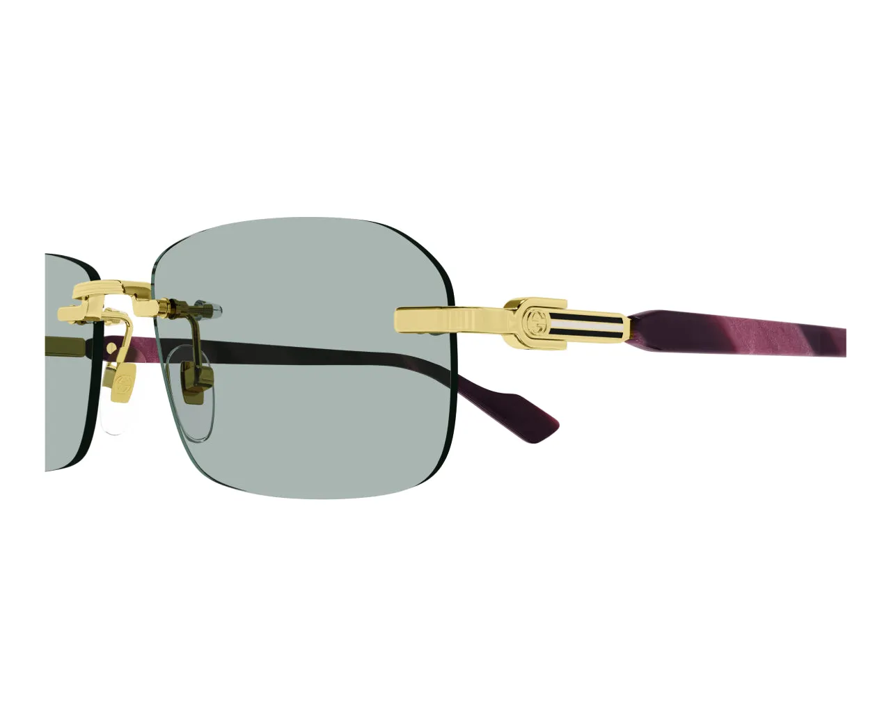 Gucci GG1221S 003 Occhiali da sole Metallo Oro Verde Squadrata Normale - immagine 4