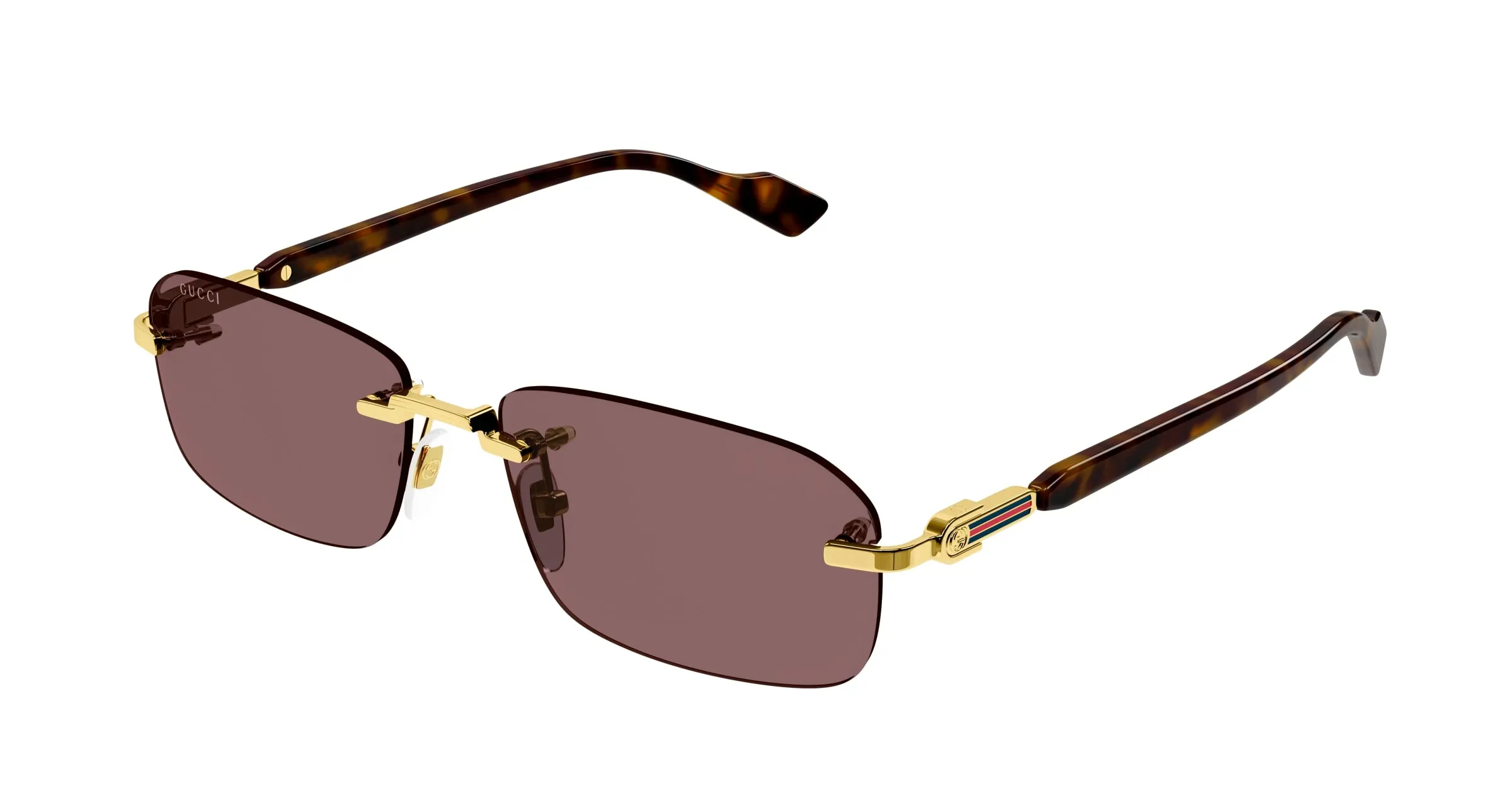 Gucci GG1221S 002 Occhiali da sole Metallo Oro Marrone Squadrata Normale - immagine 1