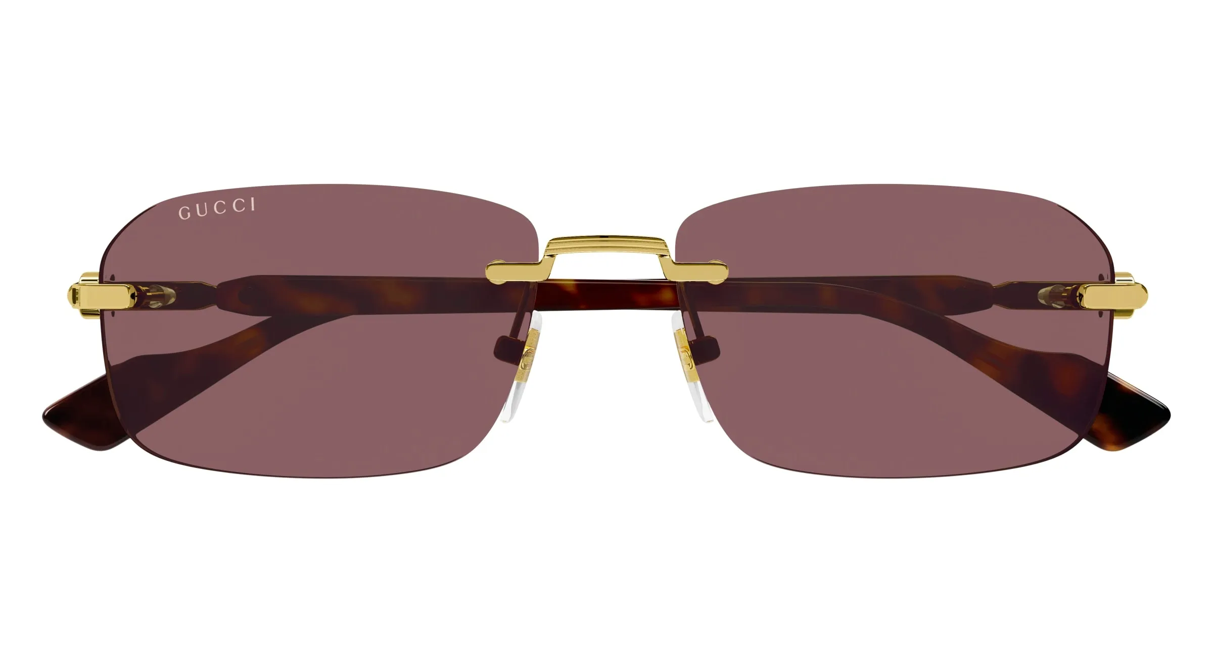 Gucci GG1221S 002 Occhiali da sole Metallo Oro Marrone Squadrata Normale - immagine 3