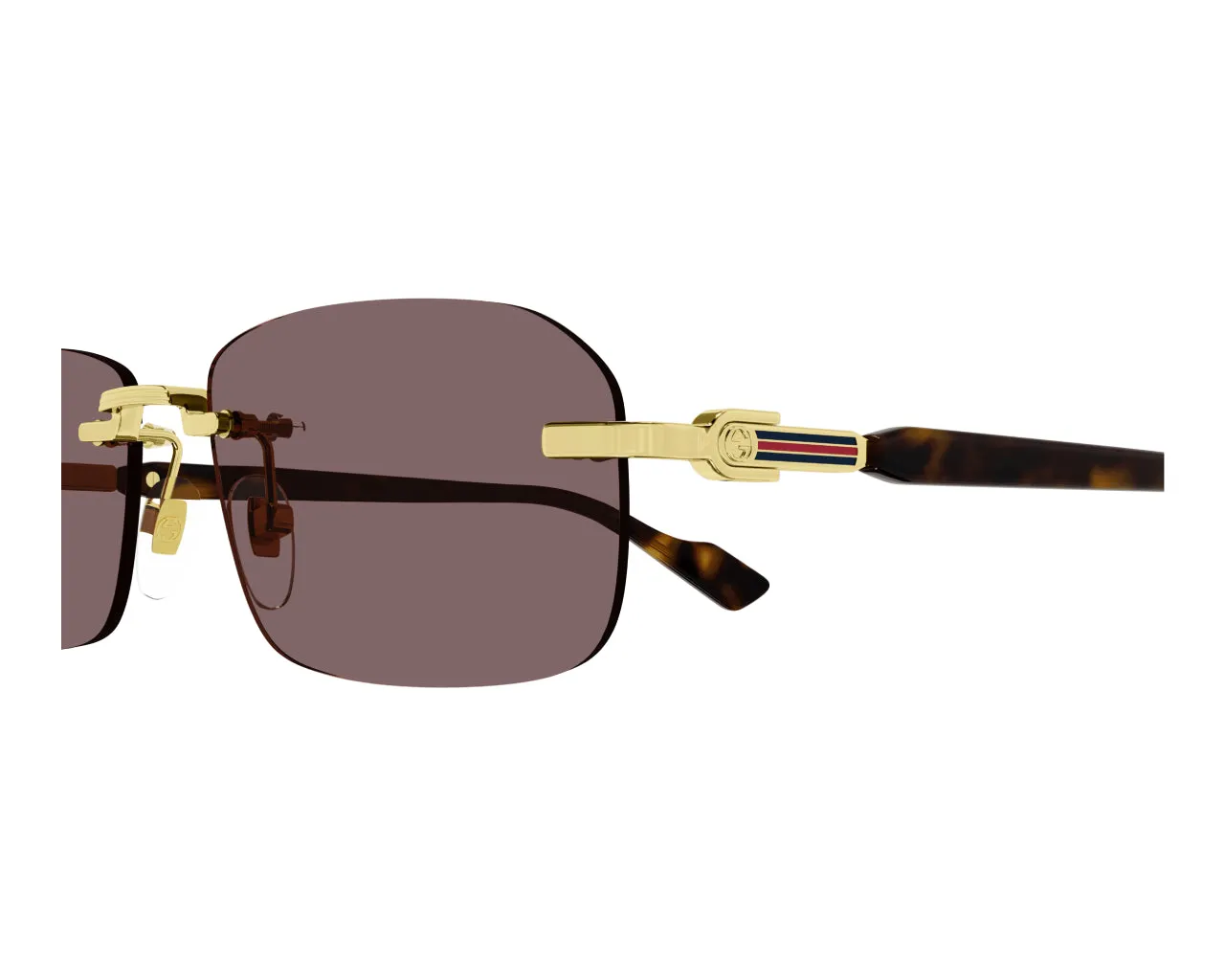 Gucci GG1221S 002 Occhiali da sole Metallo Oro Marrone Squadrata Normale - immagine 4