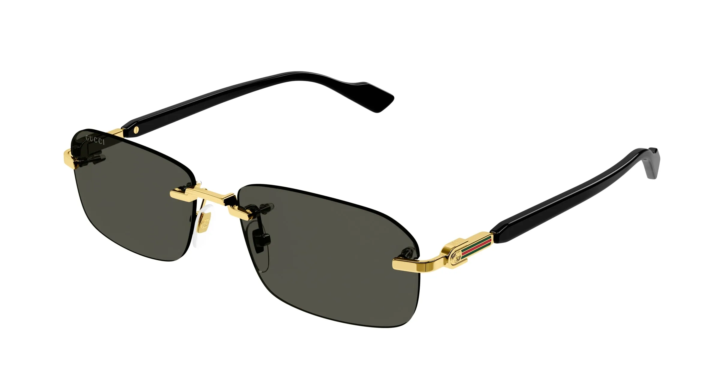 Gucci GG1221S 001 Occhiali da sole Metallo Oro Grigio Squadrata Normale - immagine 1