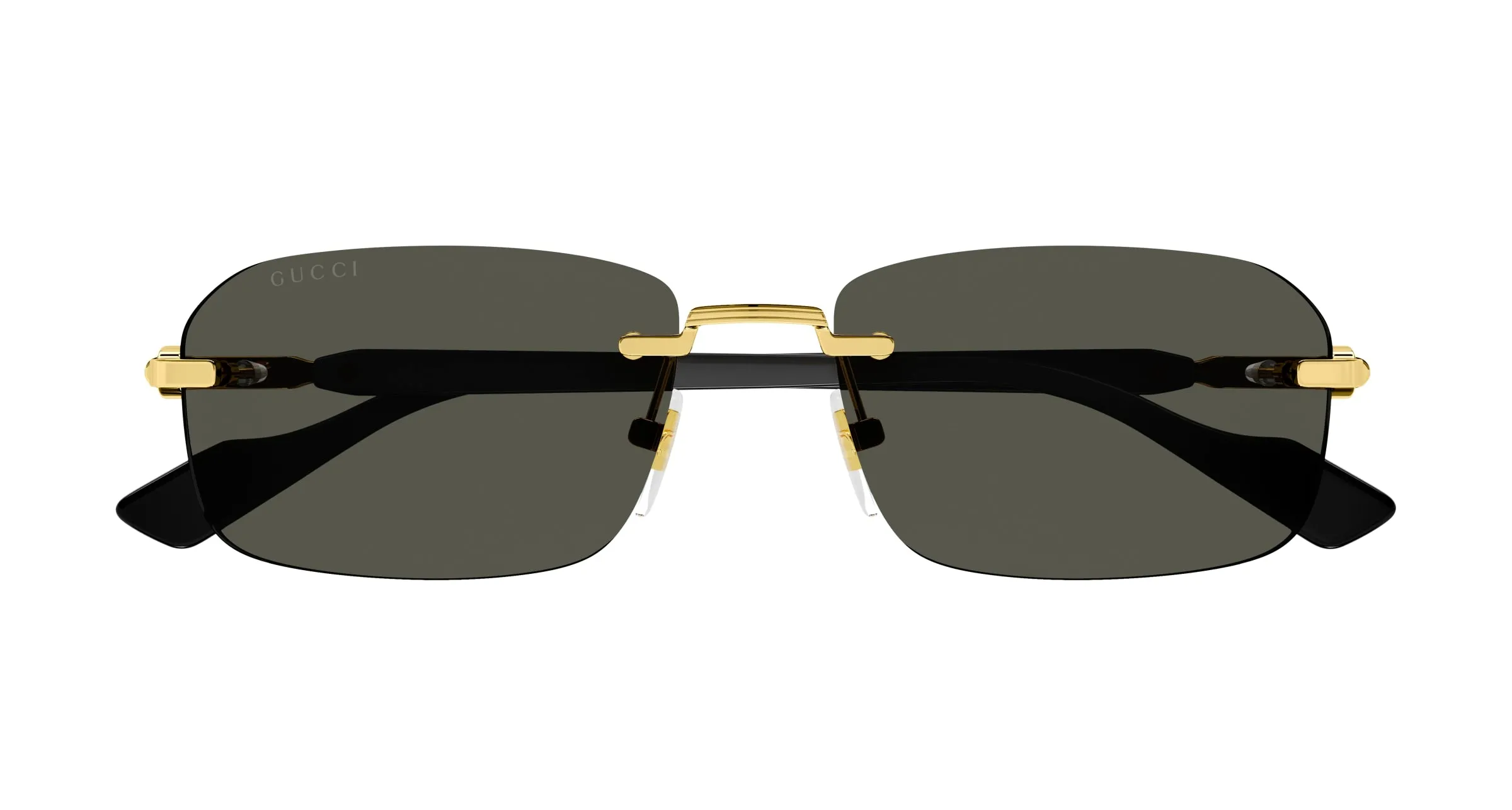 Gucci GG1221S 001 Occhiali da sole Metallo Oro Grigio Squadrata Normale - immagine 3