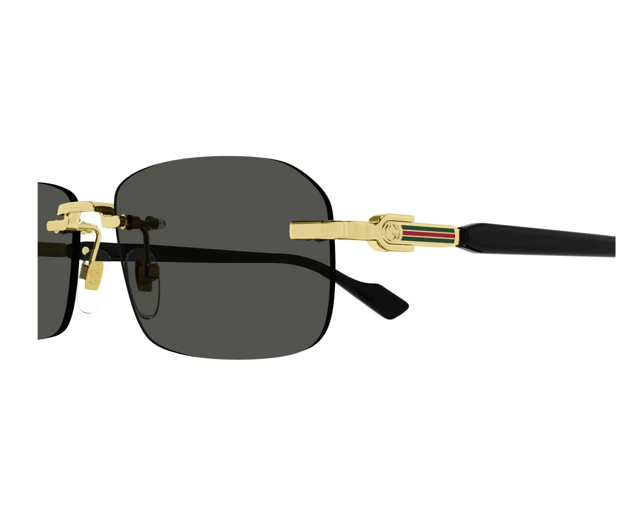 Gucci GG1221S 001 Occhiali da sole Metallo Oro Grigio Squadrata Normale - immagine 4