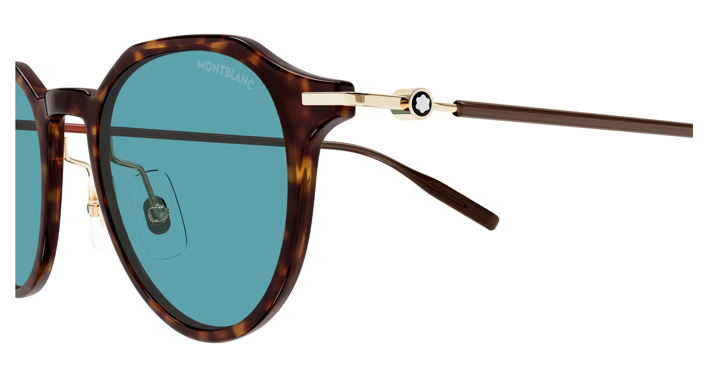 Montblanc MB0355S 006 Occhiali da sole Iniettato Havana Verde Rotonda - immagine 3