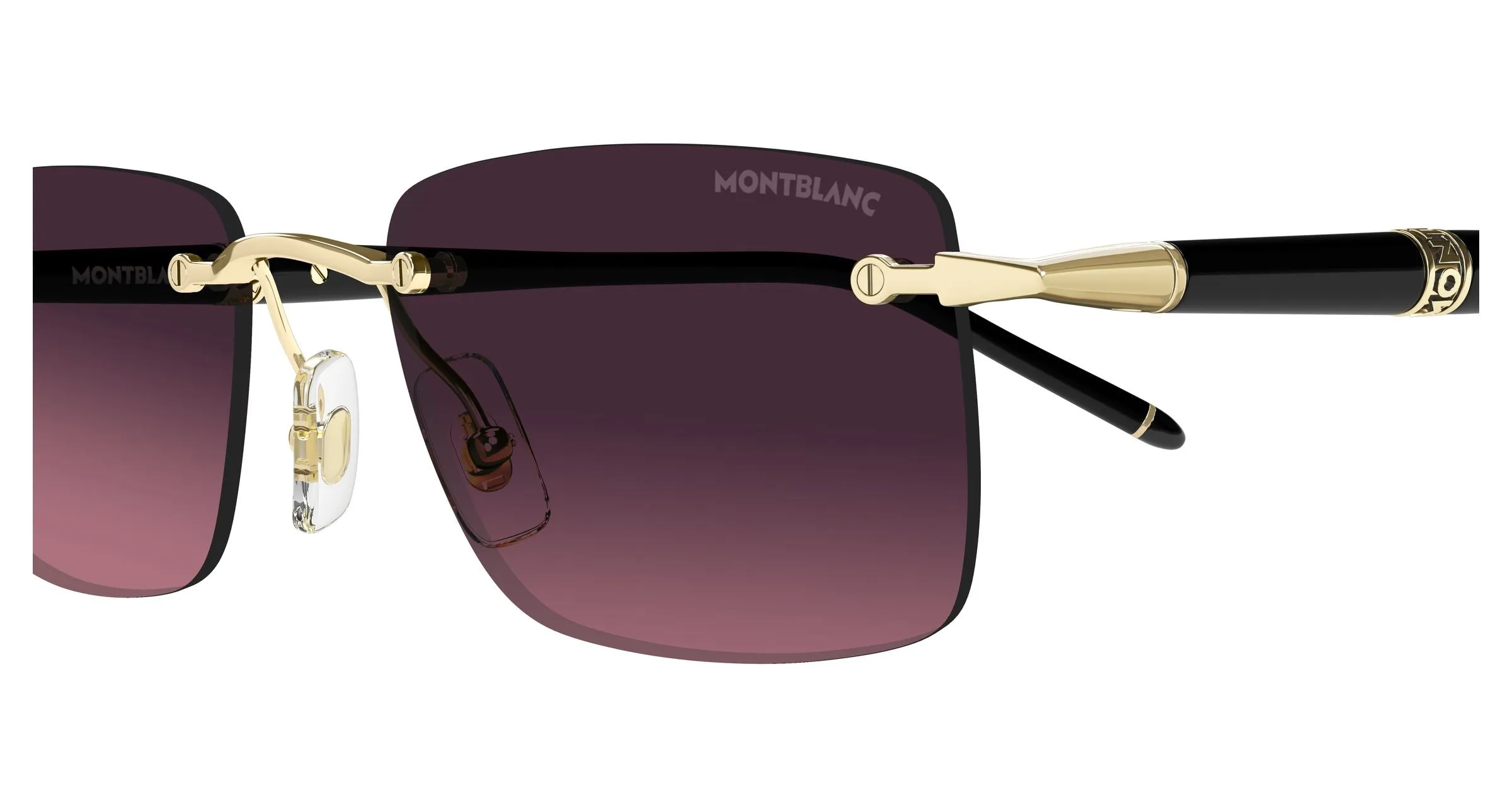 Montblanc MB0344S 009 Occhiali da sole Metallo Oro Grigio Squadrata - immagine 3