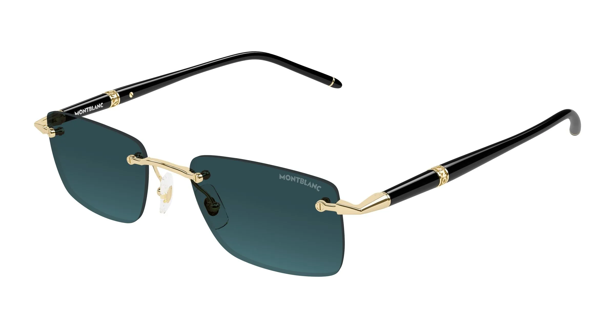 Montblanc MB0344S 008 Occhiali da sole Metallo Oro Grigio Squadrata - immagine 1