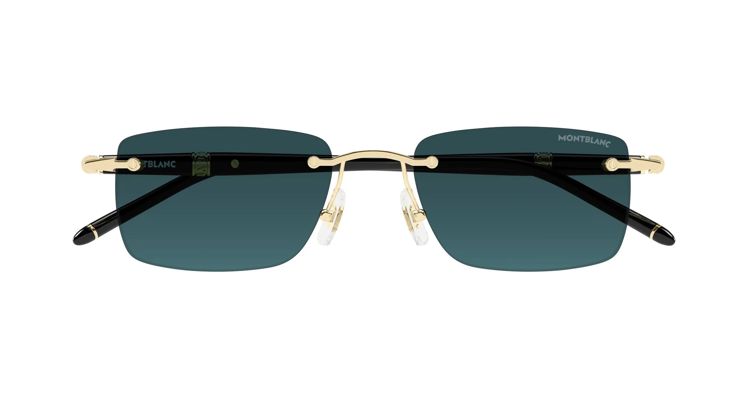 Montblanc MB0344S 008 Occhiali da sole Metallo Oro Grigio Squadrata - immagine 2
