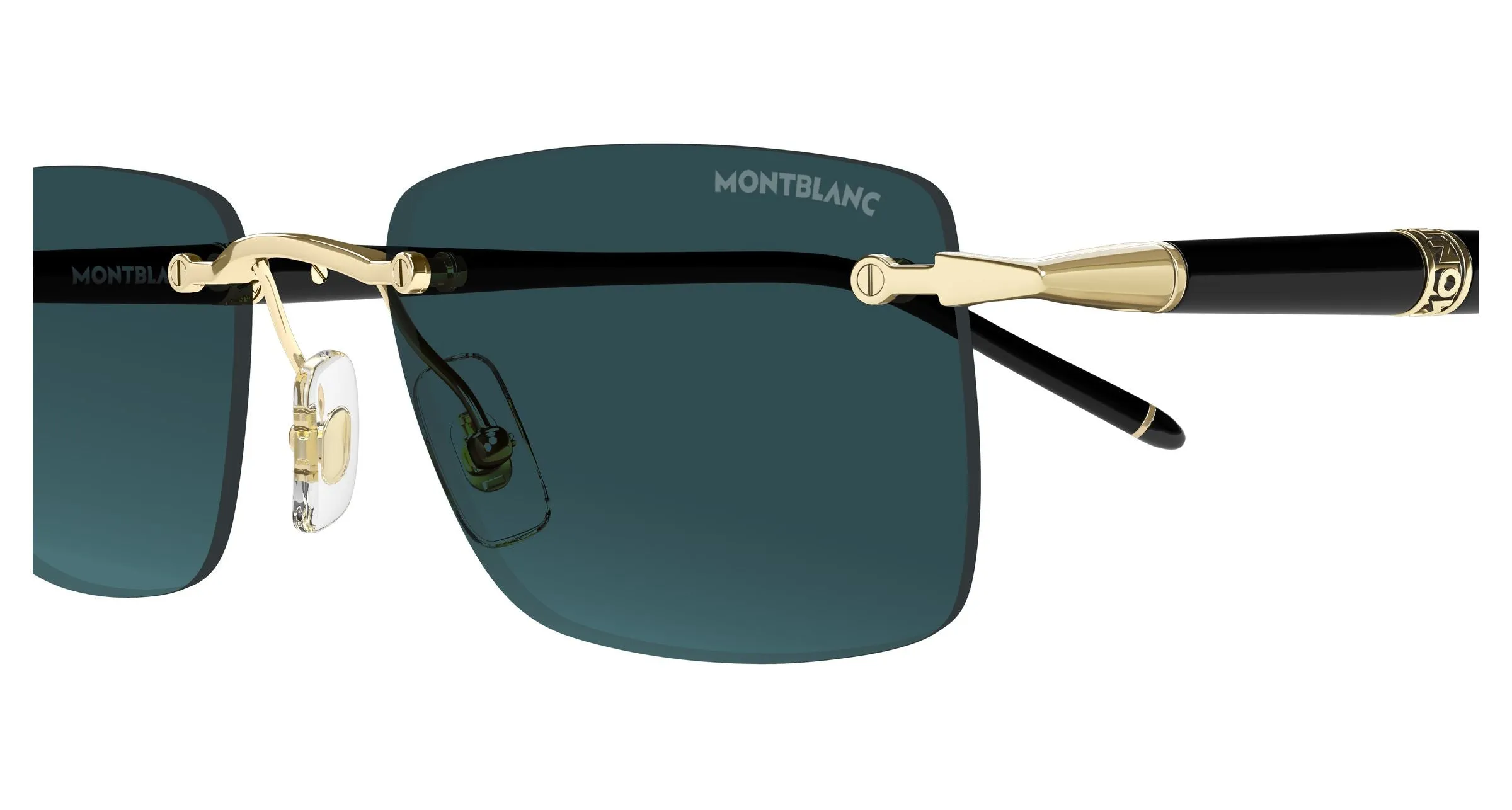 Montblanc MB0344S 008 Occhiali da sole Metallo Oro Grigio Squadrata - immagine 3