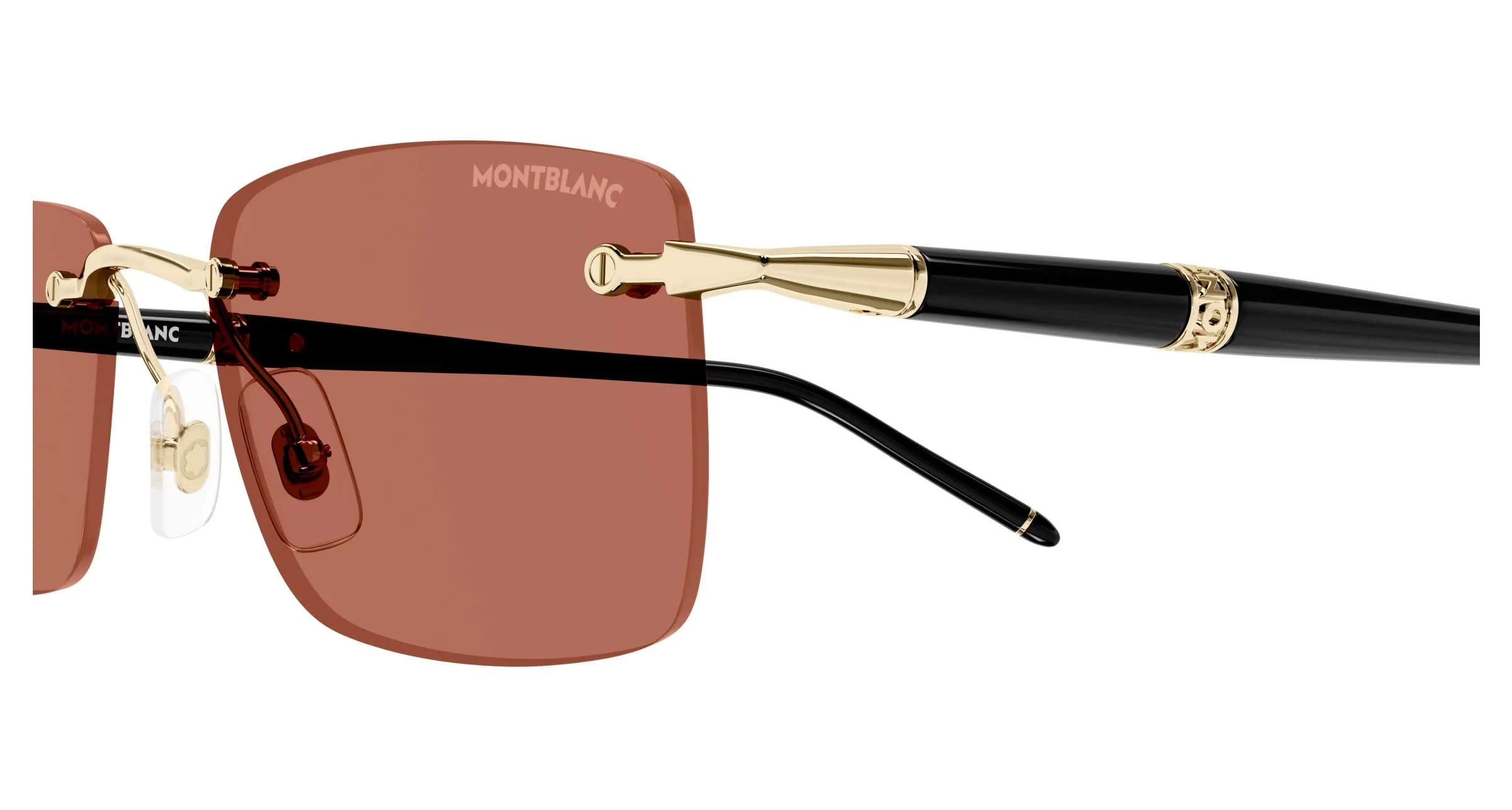Montblanc MB0344S 007 Occhiali da sole Metallo Oro Arancione Squadrata - immagine 3