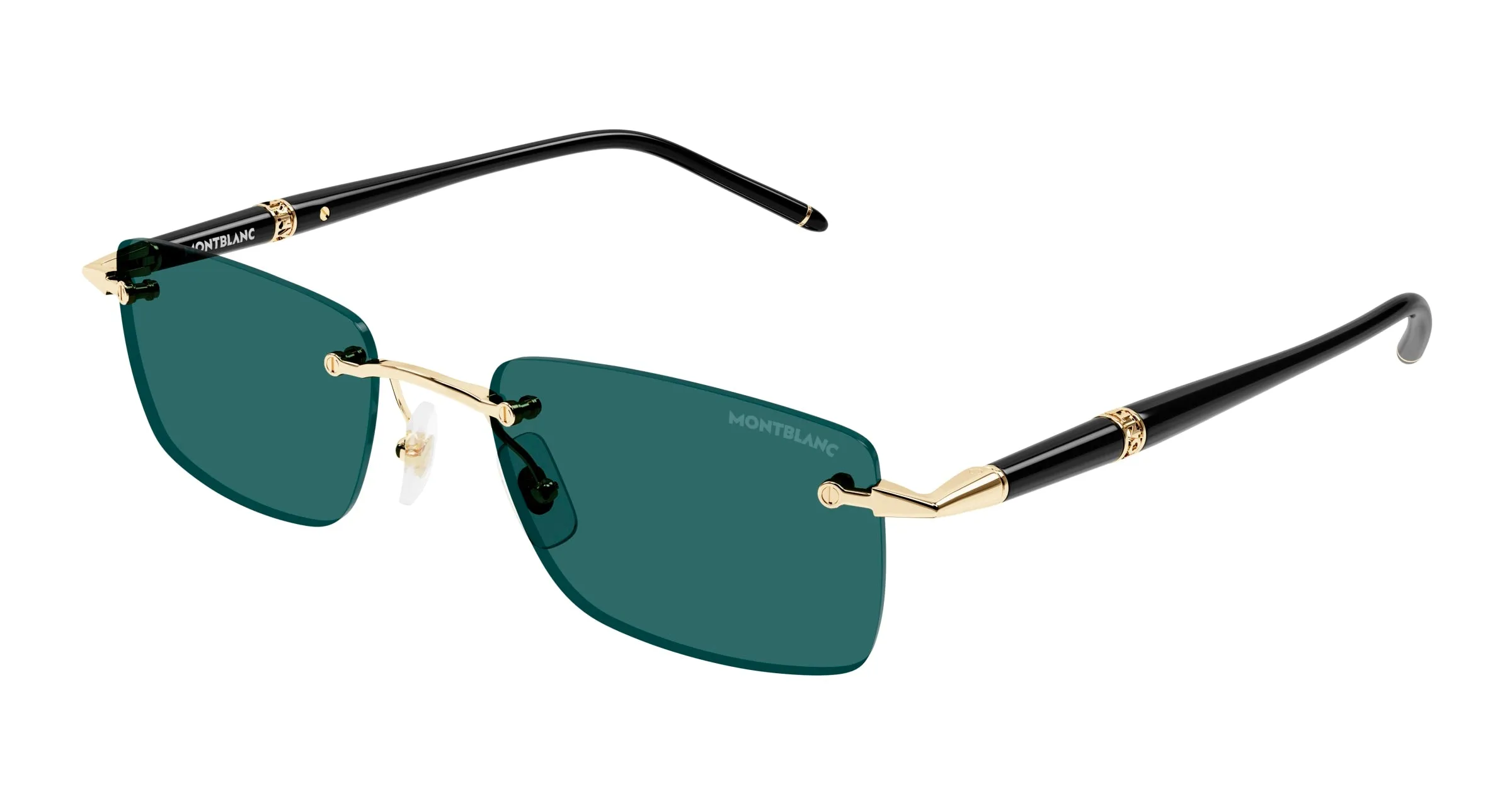 Montblanc MB0344S 006 Occhiali da sole Metallo Oro Verde Squadrata - immagine 1