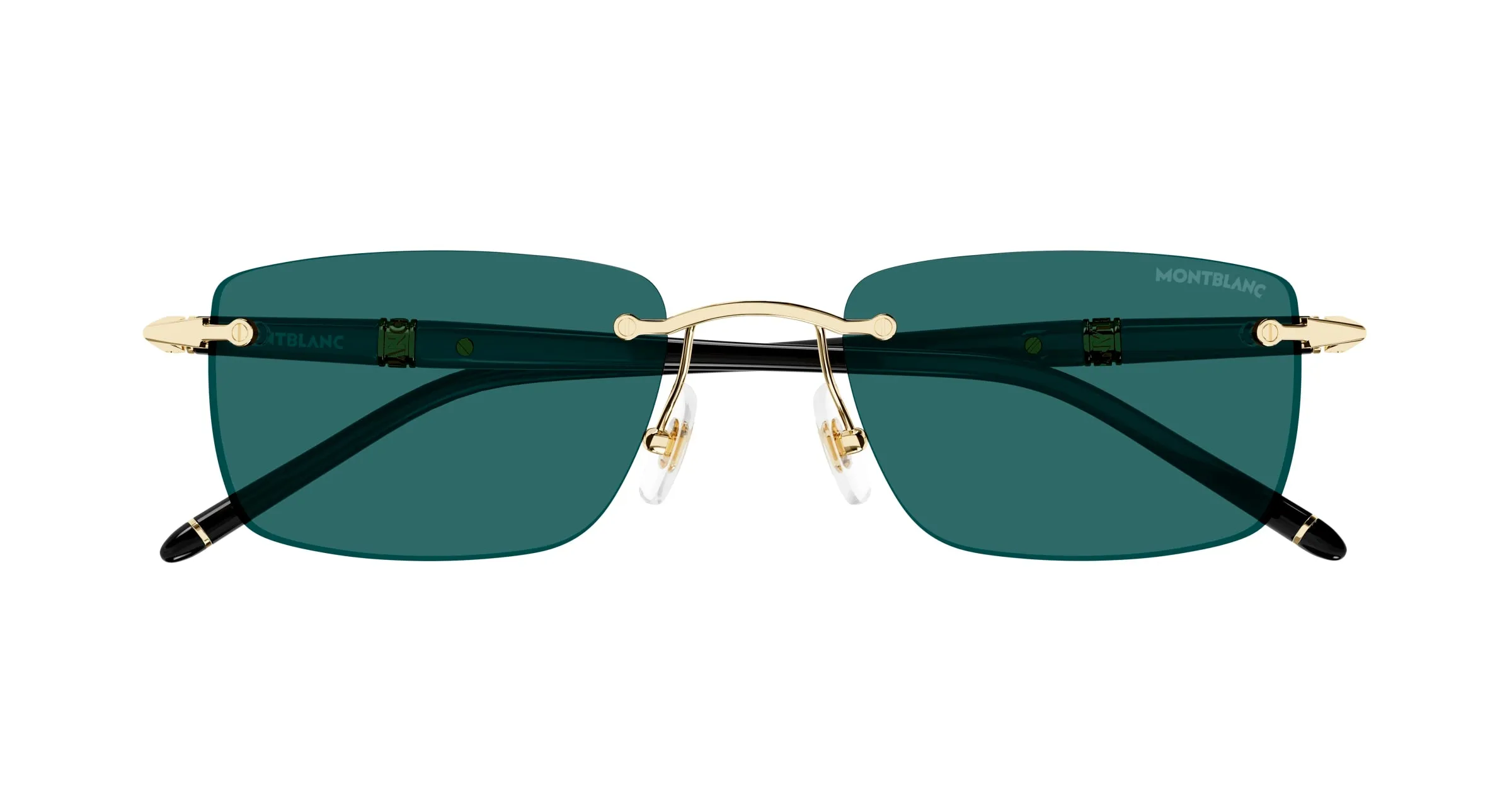 Montblanc MB0344S 006 Occhiali da sole Metallo Oro Verde Squadrata - immagine 2