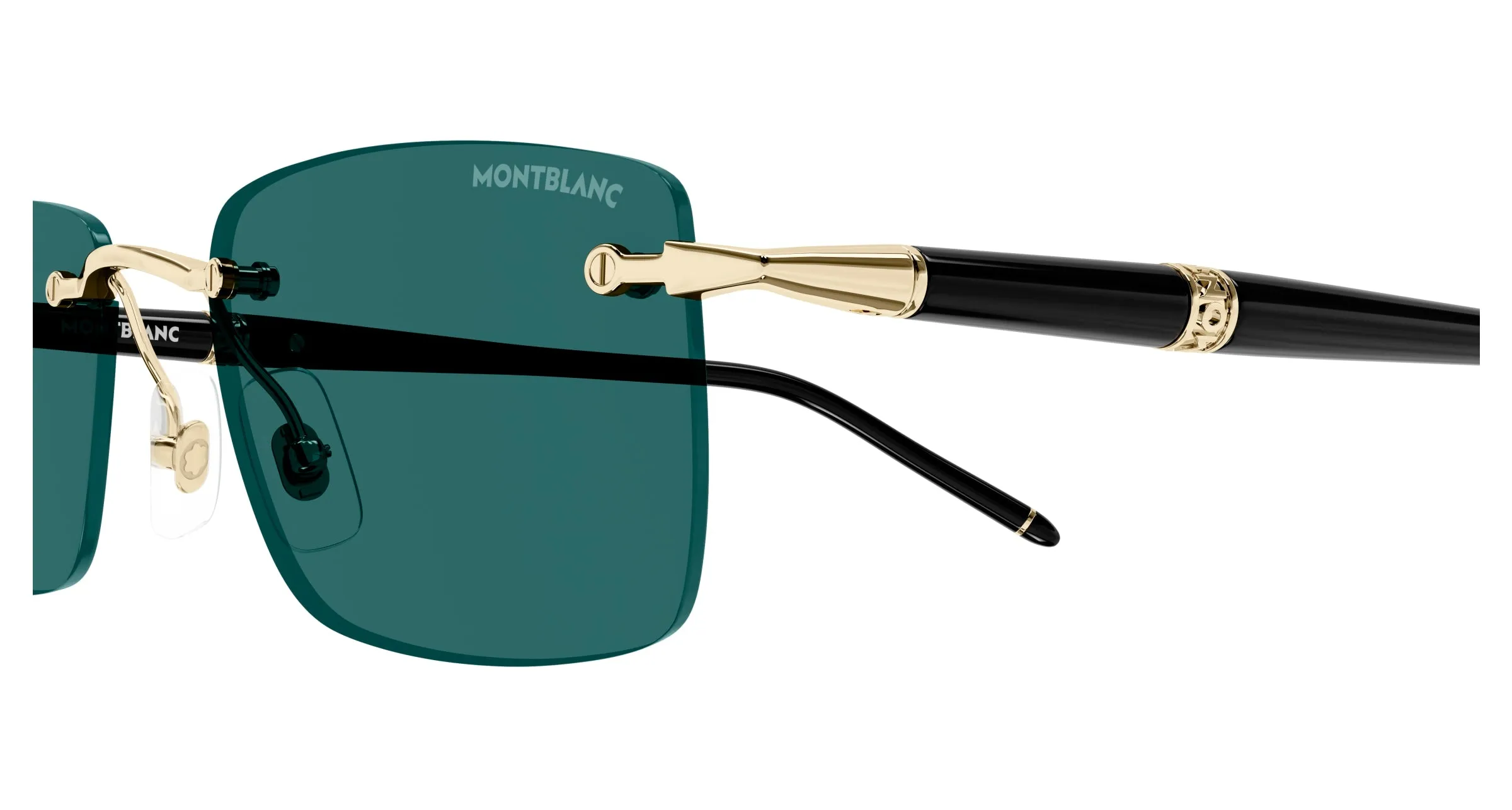 Montblanc MB0344S 006 Occhiali da sole Metallo Oro Verde Squadrata - immagine 3