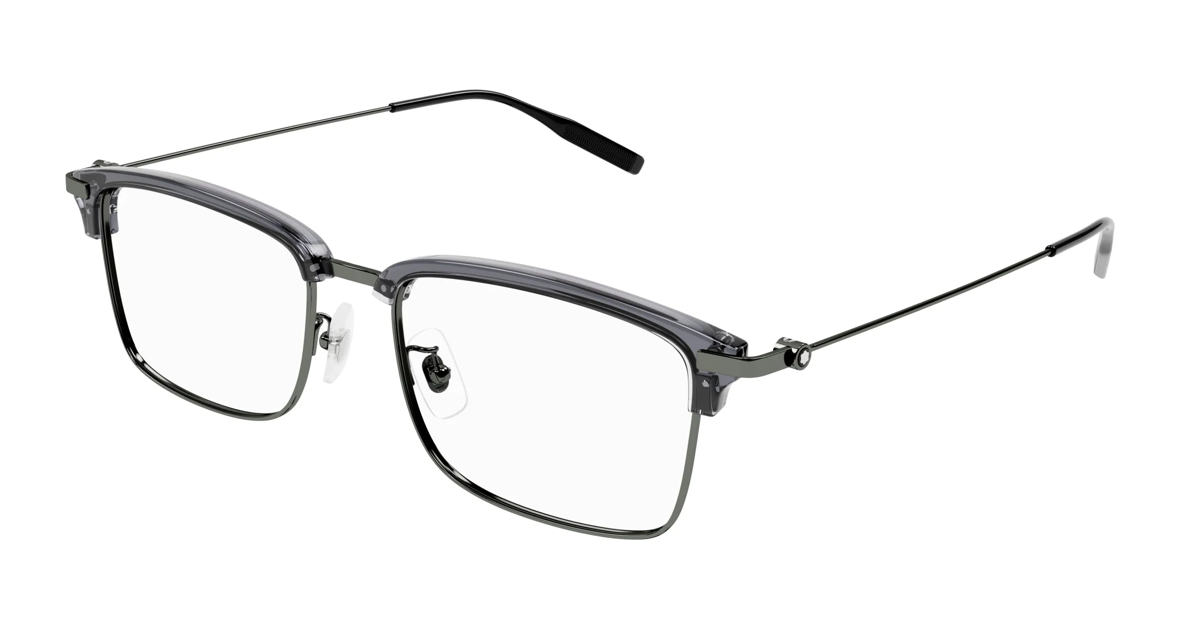 Montblanc MB0318OA 003 Montature da vista Acetato Grigio Trasparente Rotonda - immagine 1