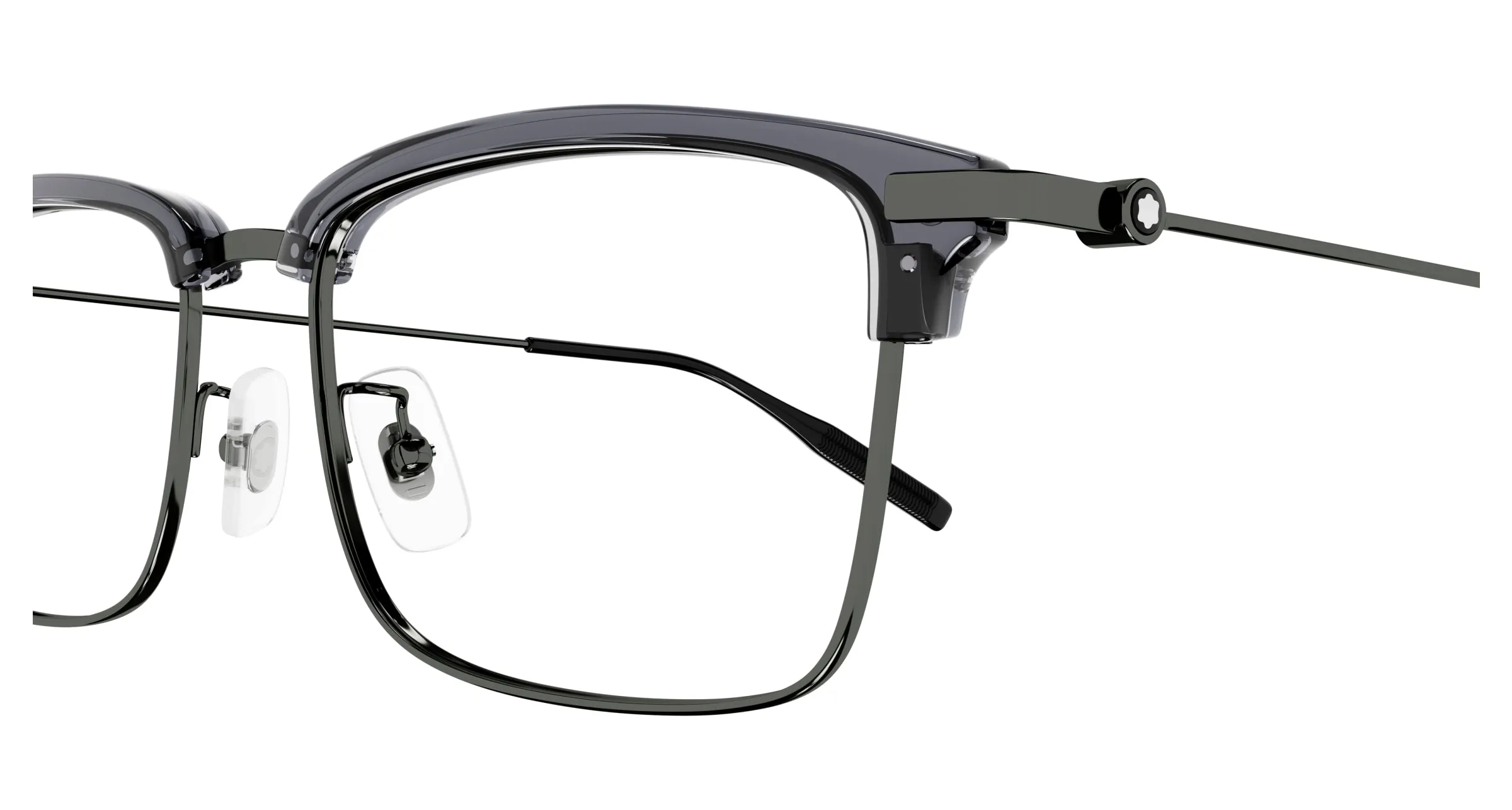 Montblanc MB0318OA 003 Montature da vista Acetato Grigio Trasparente Rotonda - immagine 3