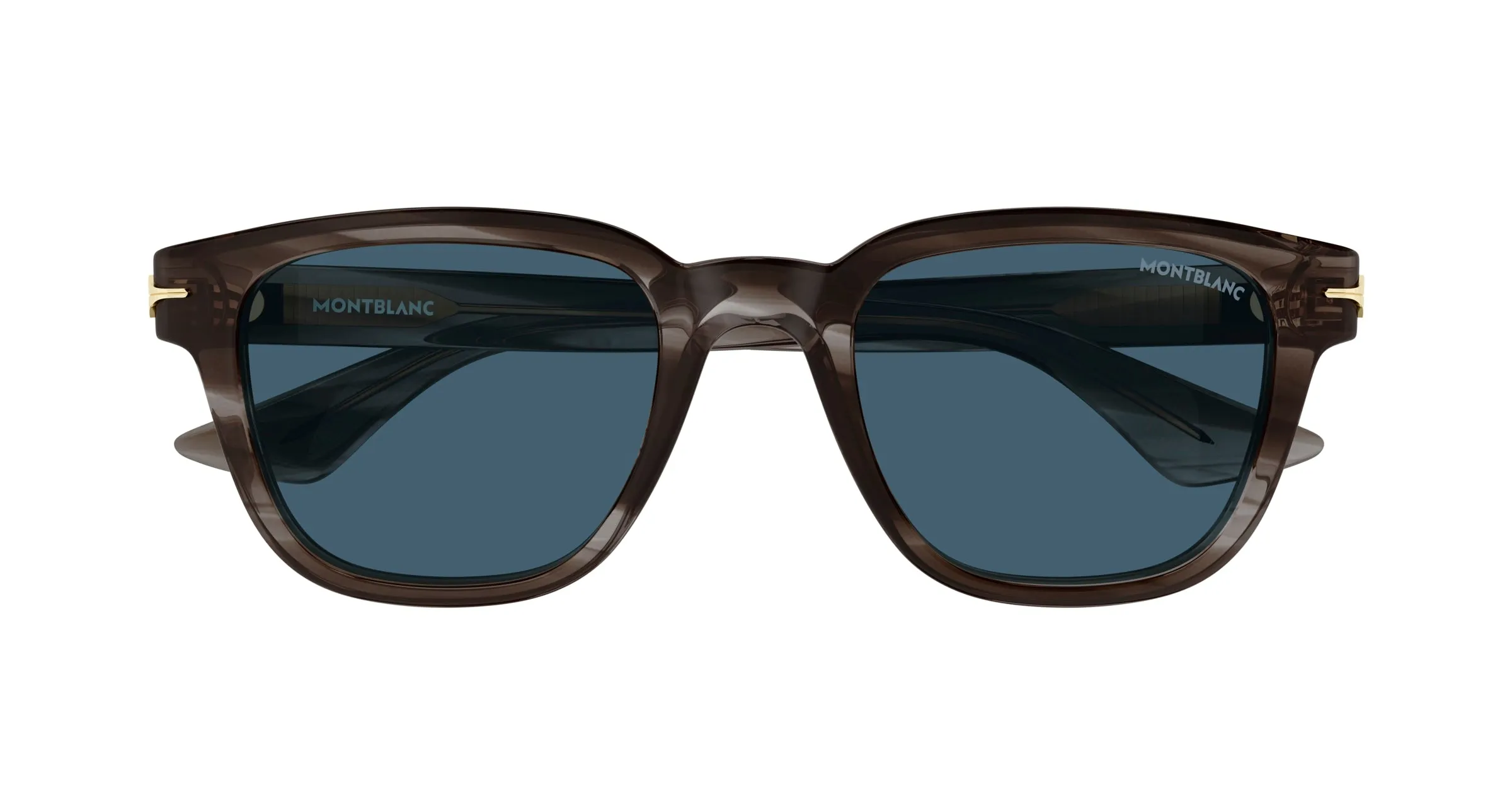 Montblanc MB0302S 011 Occhiali da sole Acetato Havana Blu Squadrata - immagine 2