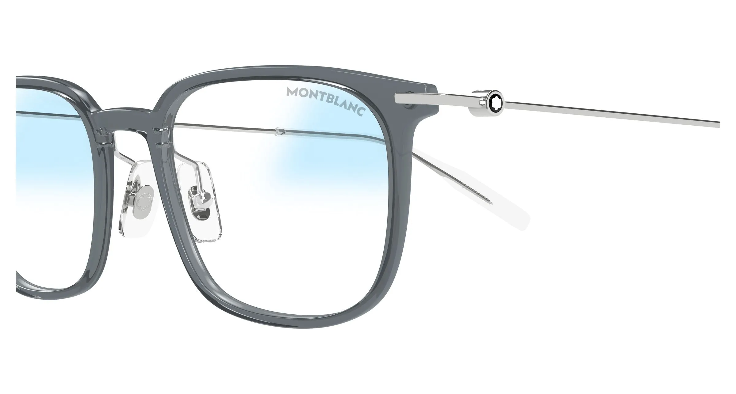 Montblanc MB0100S 001 Occhiali da sole Iniettato Grigio Trasparente Squadrata Fotocromatico - immagine 3