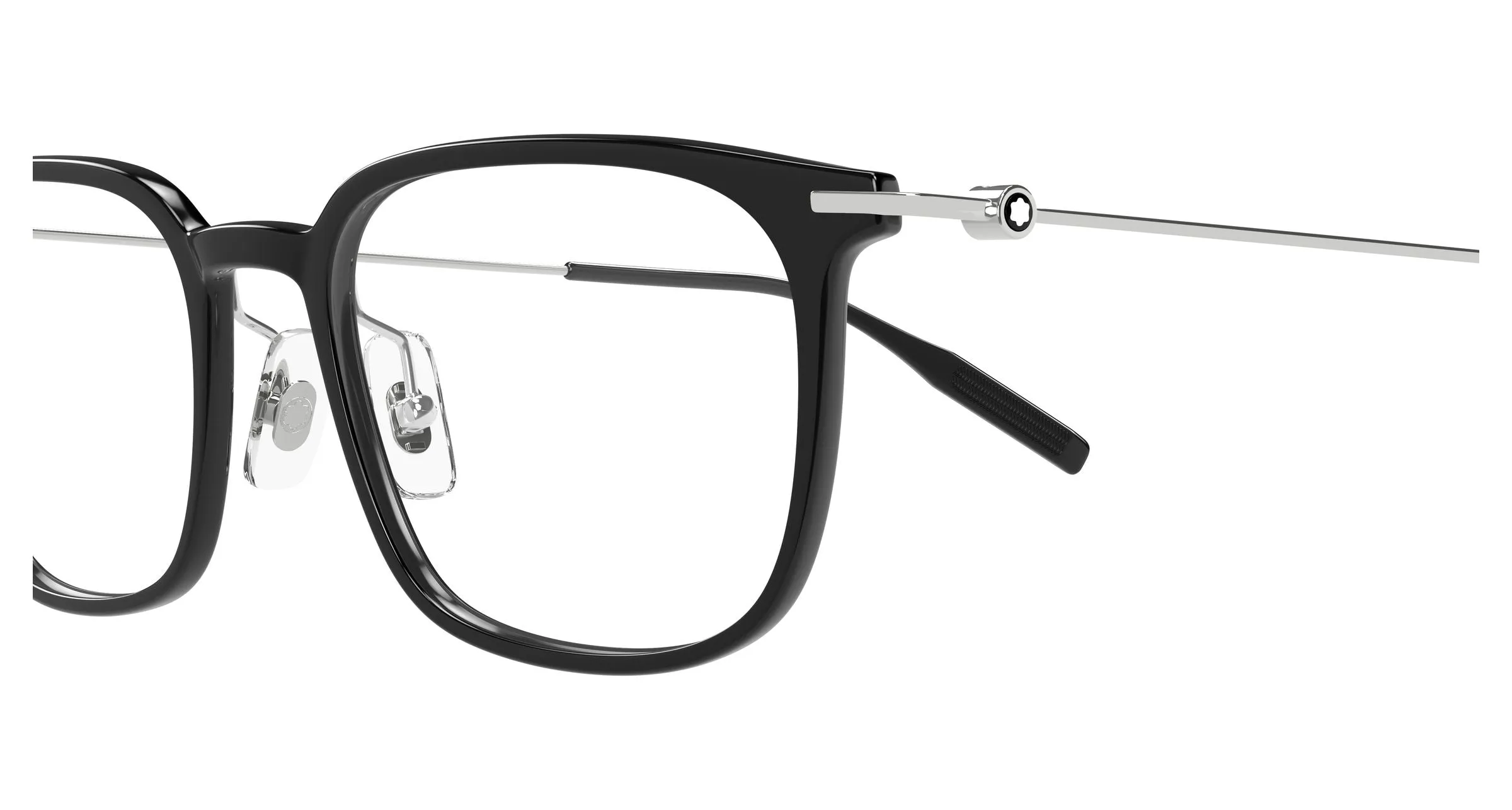 Montblanc MB0100O 009 Montature da vista Iniettato Nero Trasparente Squadrata - immagine 3