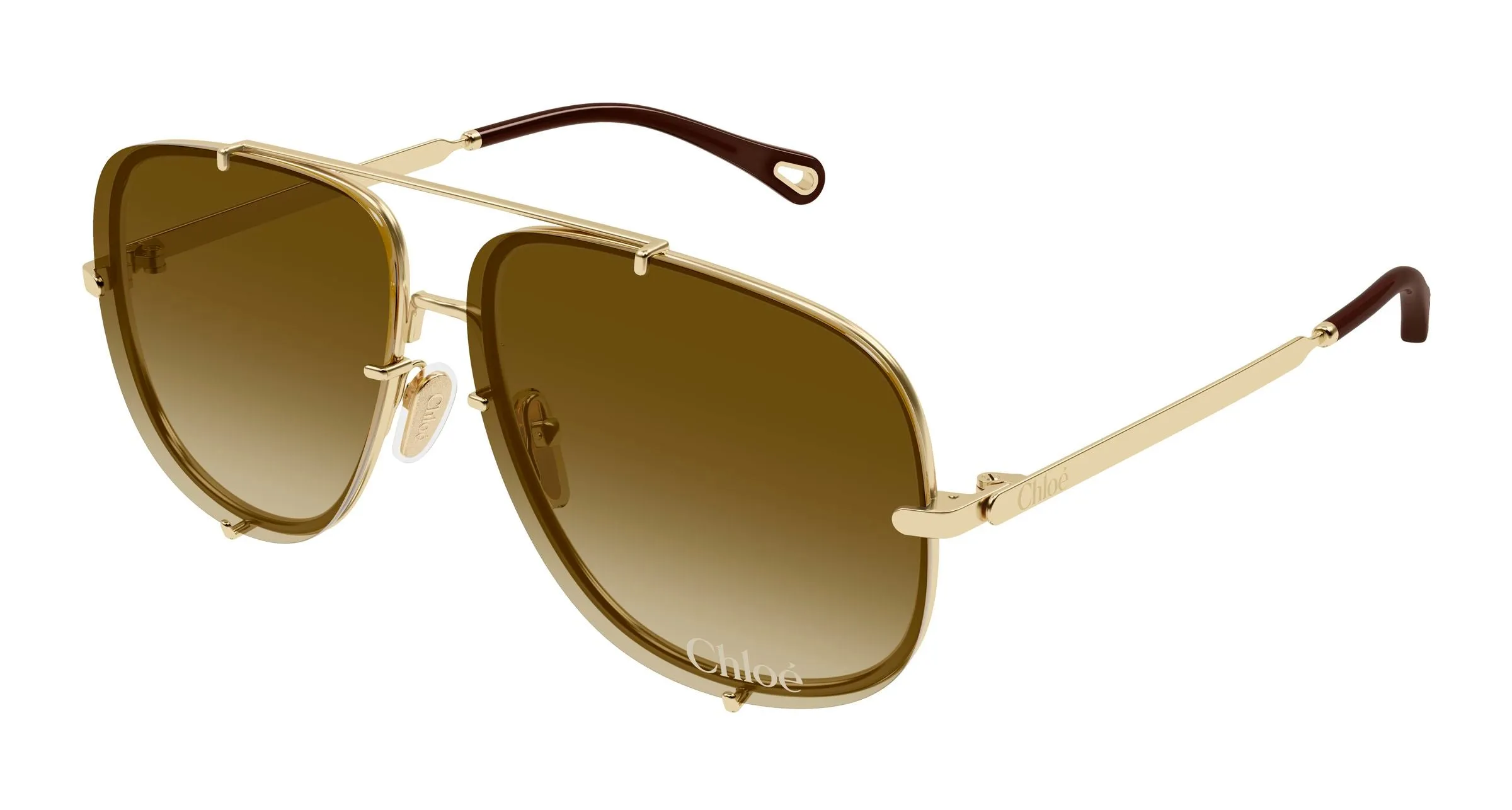 Chloé CH0348S 003 Occhiali da sole Metallo Oro Marrone Pilot - immagine 1