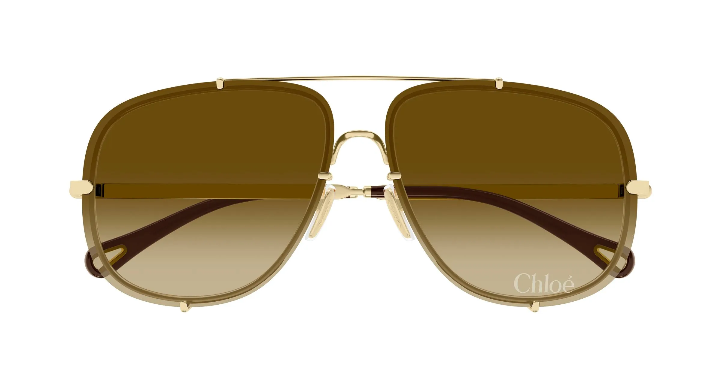 Chloé CH0348S 003 Occhiali da sole Metallo Oro Marrone Pilot - immagine 2