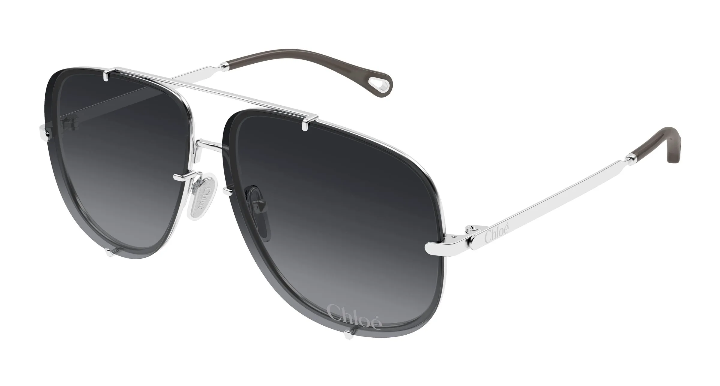 Chloé CH0348S 002 Occhiali da sole Metallo Argento Grigio Pilot - immagine 1