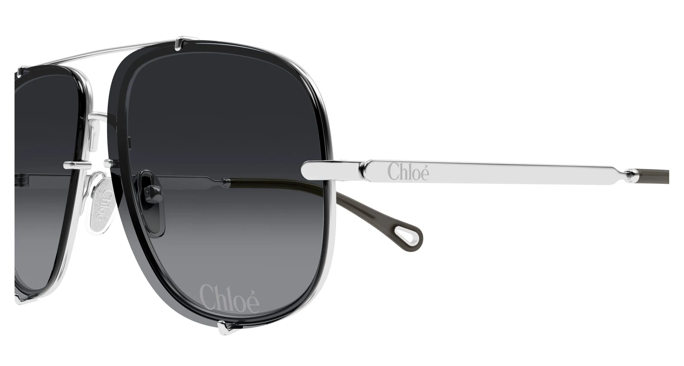Chloé CH0348S 002 Occhiali da sole Metallo Argento Grigio Pilot - immagine 3