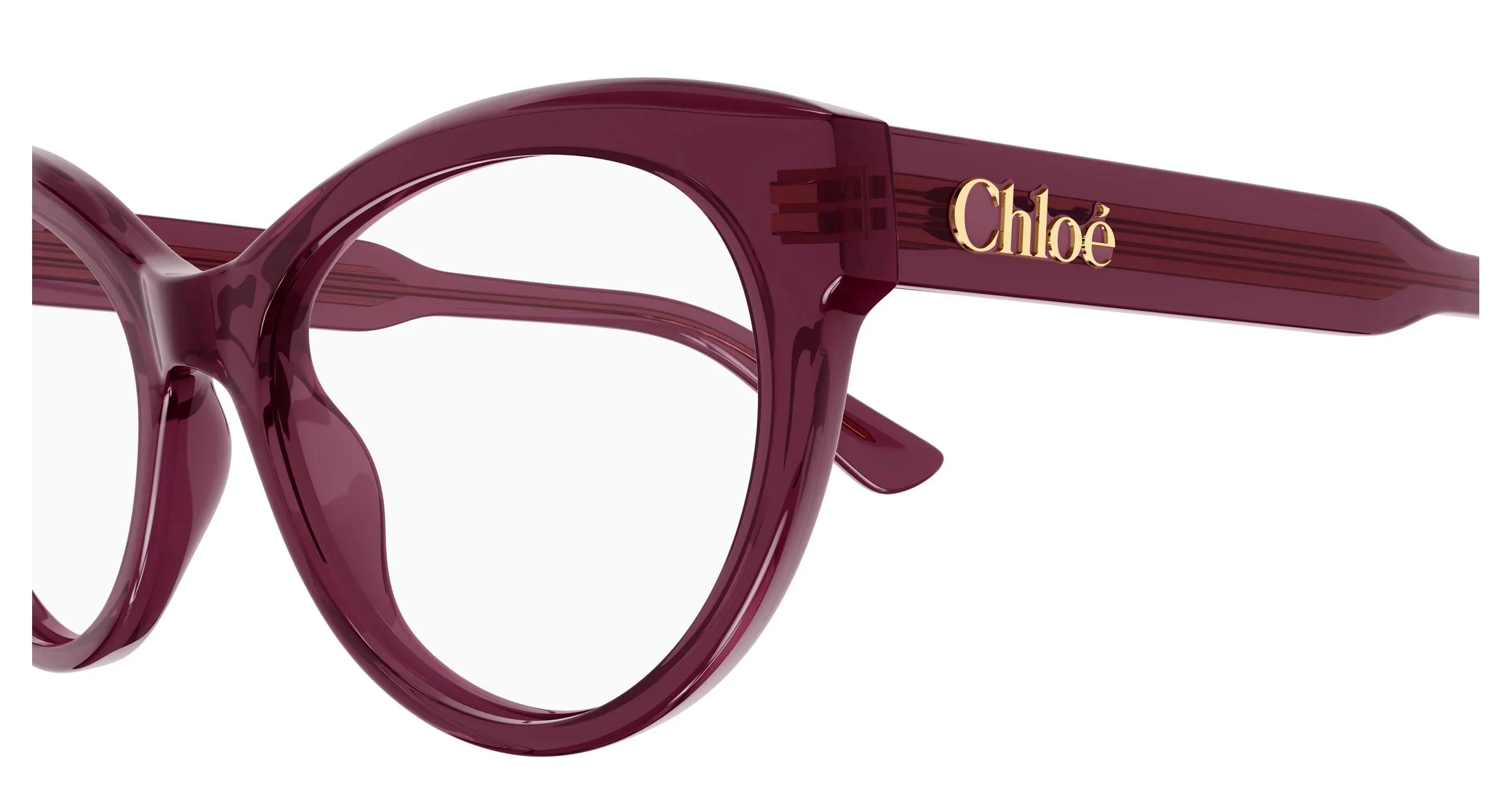 Chloé CH0342O 010 Montature da vista Acetato Bordeaux Trasparente Cat Eye - immagine 3
