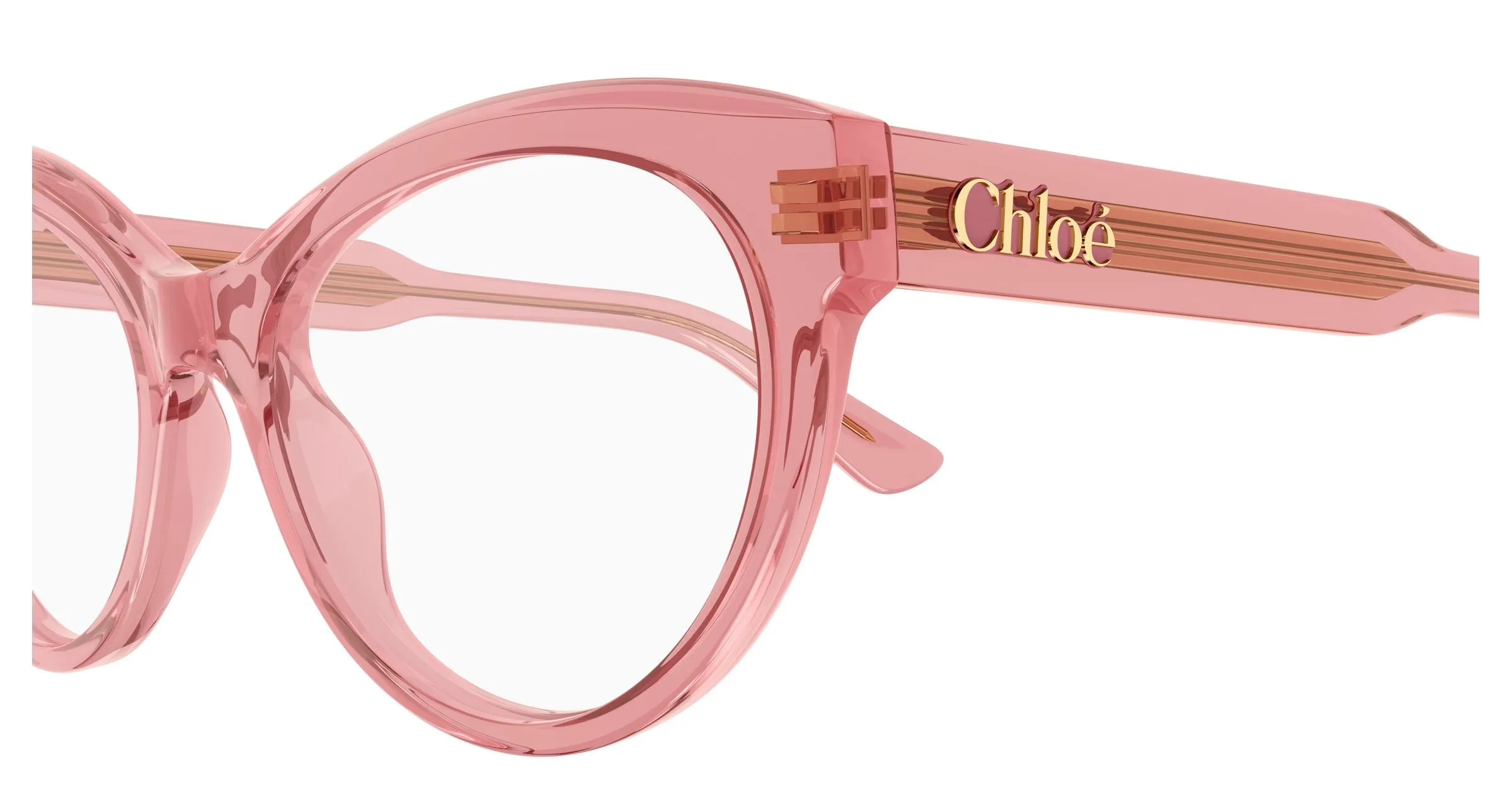 Chloé CH0342O 003 Montature da vista Acetato Rosa Trasparente Cat Eye - immagine 3