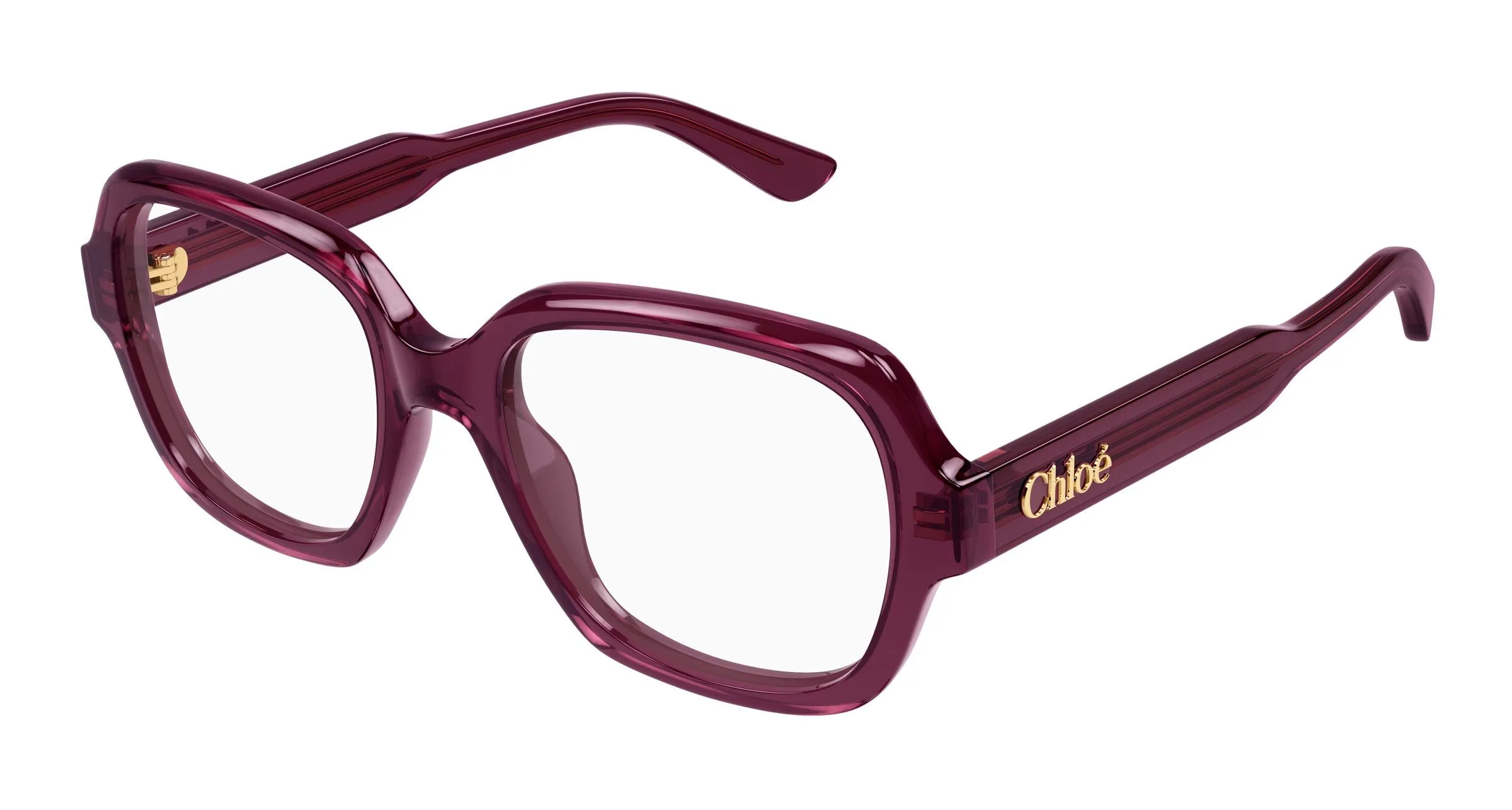 Chloé CH0341O 005 Montature da vista Acetato Bordeaux Trasparente Geometrica - immagine 1